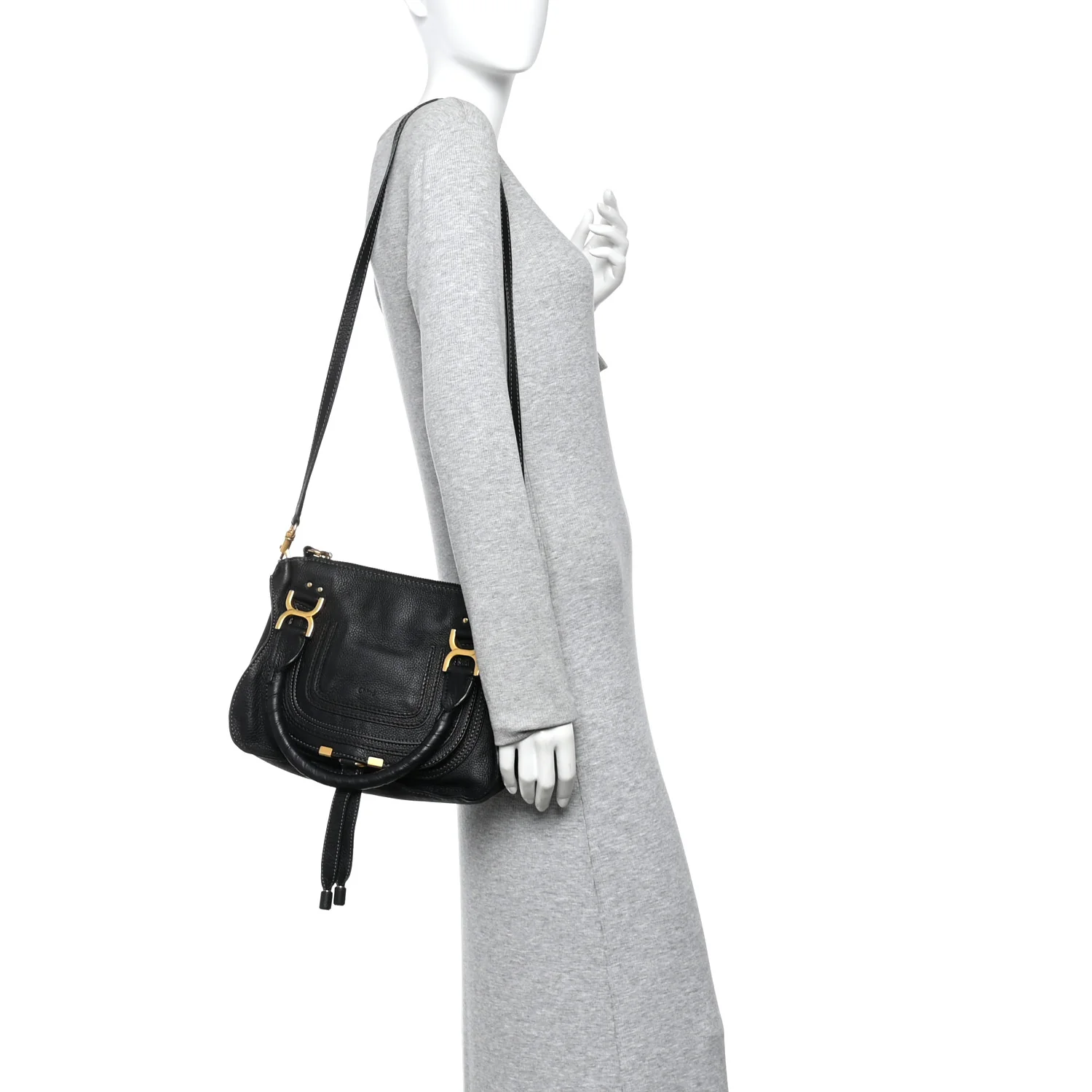 Calfskin Medium Marcie Satchel Black - Image 2