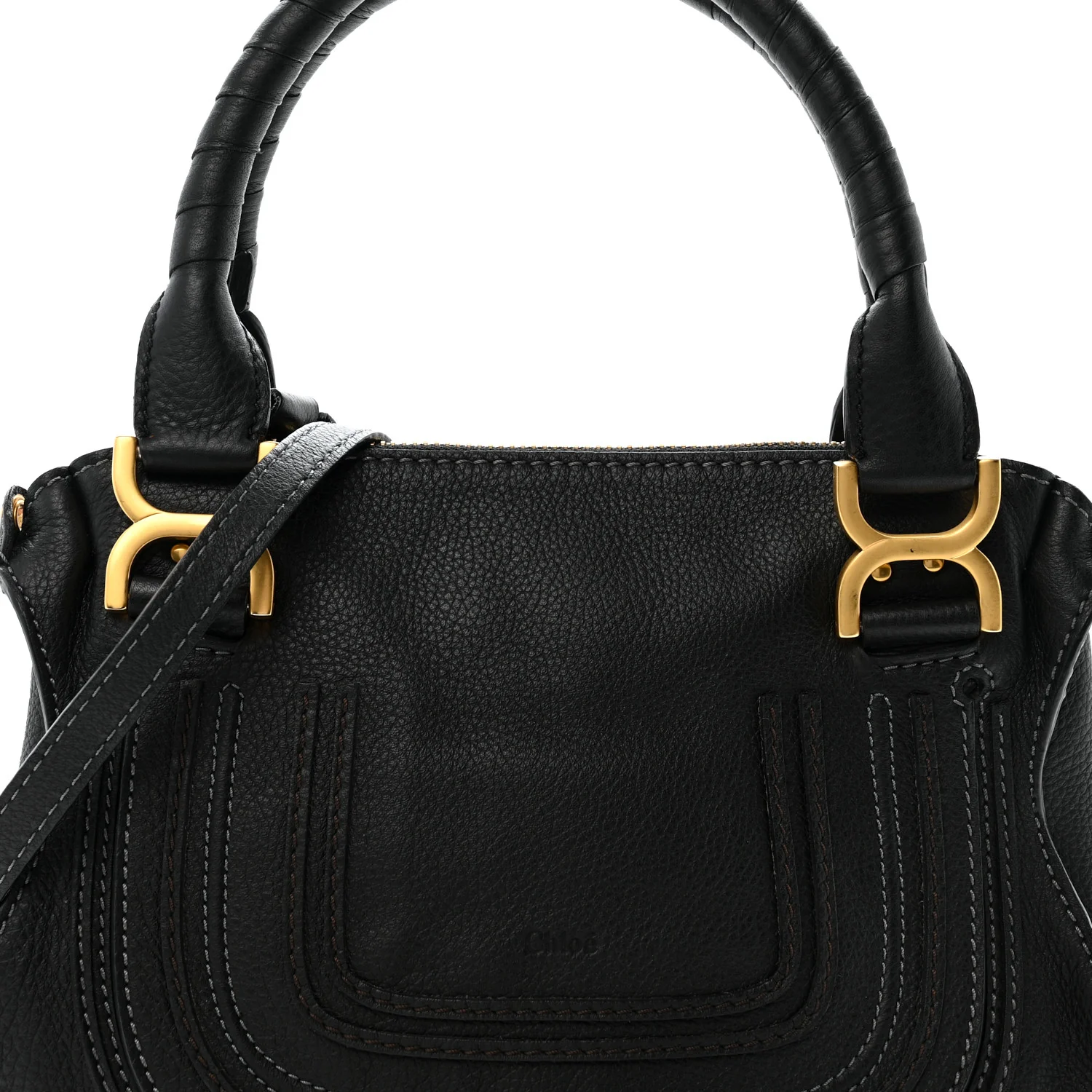 Calfskin Medium Marcie Satchel Black - Image 8