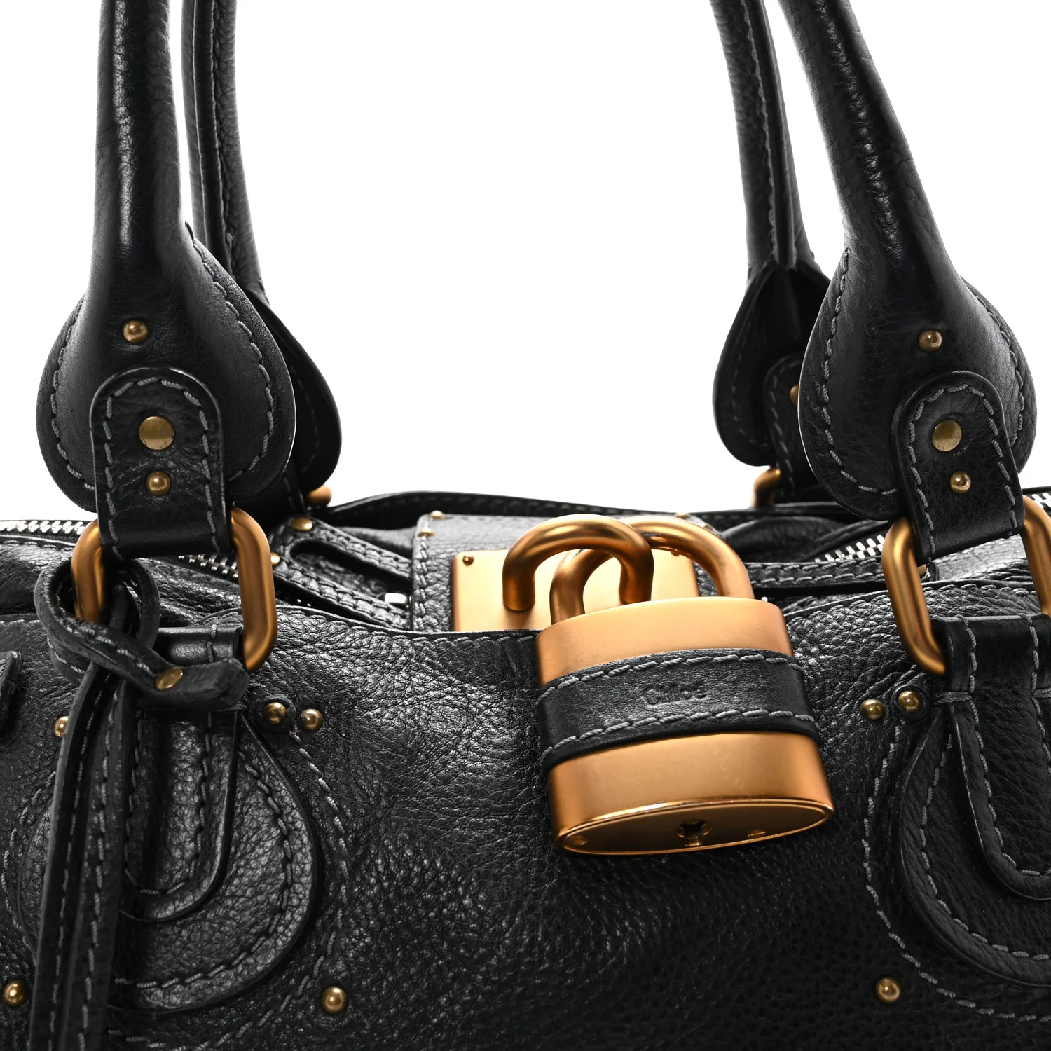 Calfskin Medium Paddington Satchel Black - Image 7