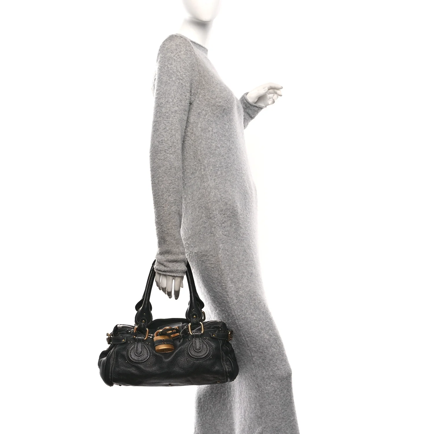 Calfskin Medium Paddington Satchel Black - Image 2