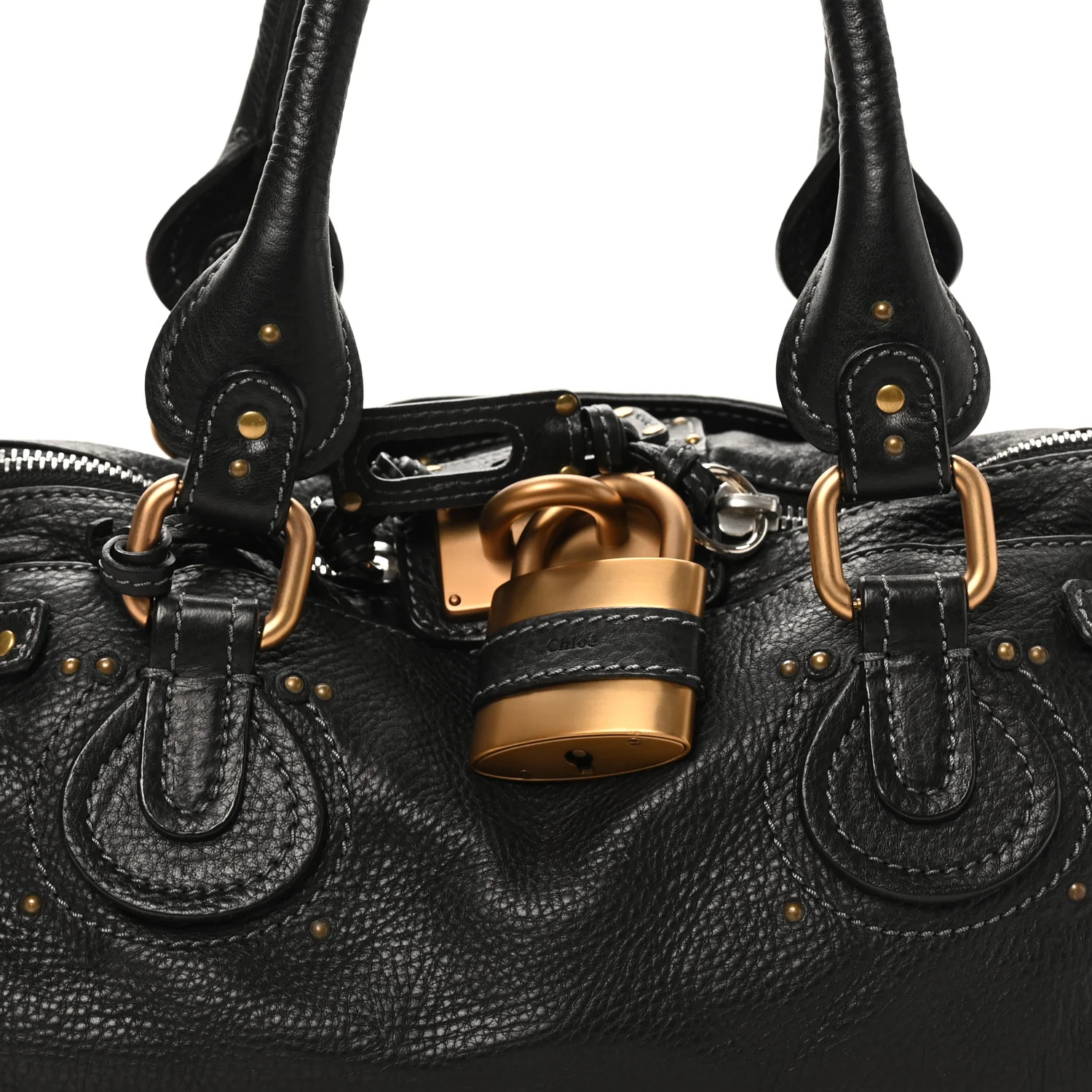 Calfskin Medium Paddington Satchel Black - Image 7