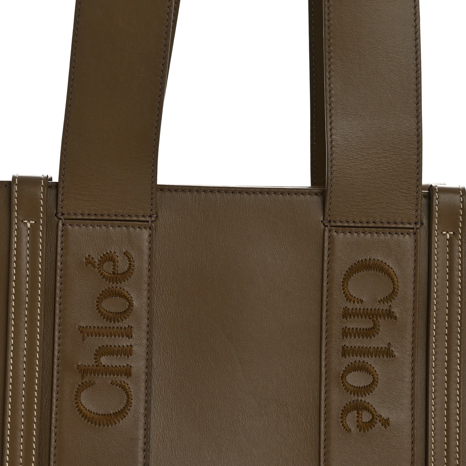 Calfskin Medium Woody Tote Army Green - Image 8