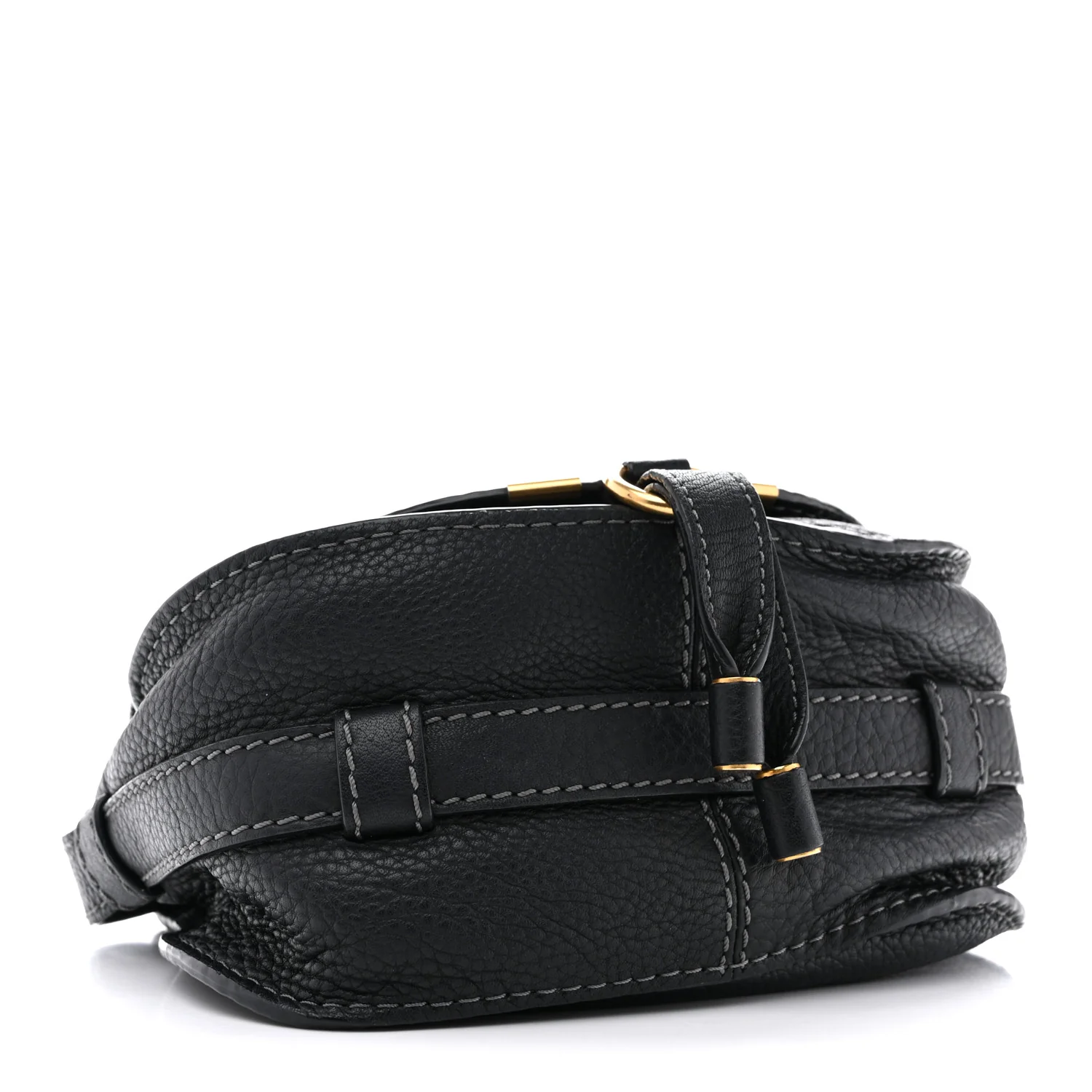 Calfskin Mini Marcie Round Crossbody Bag Black - Image 4