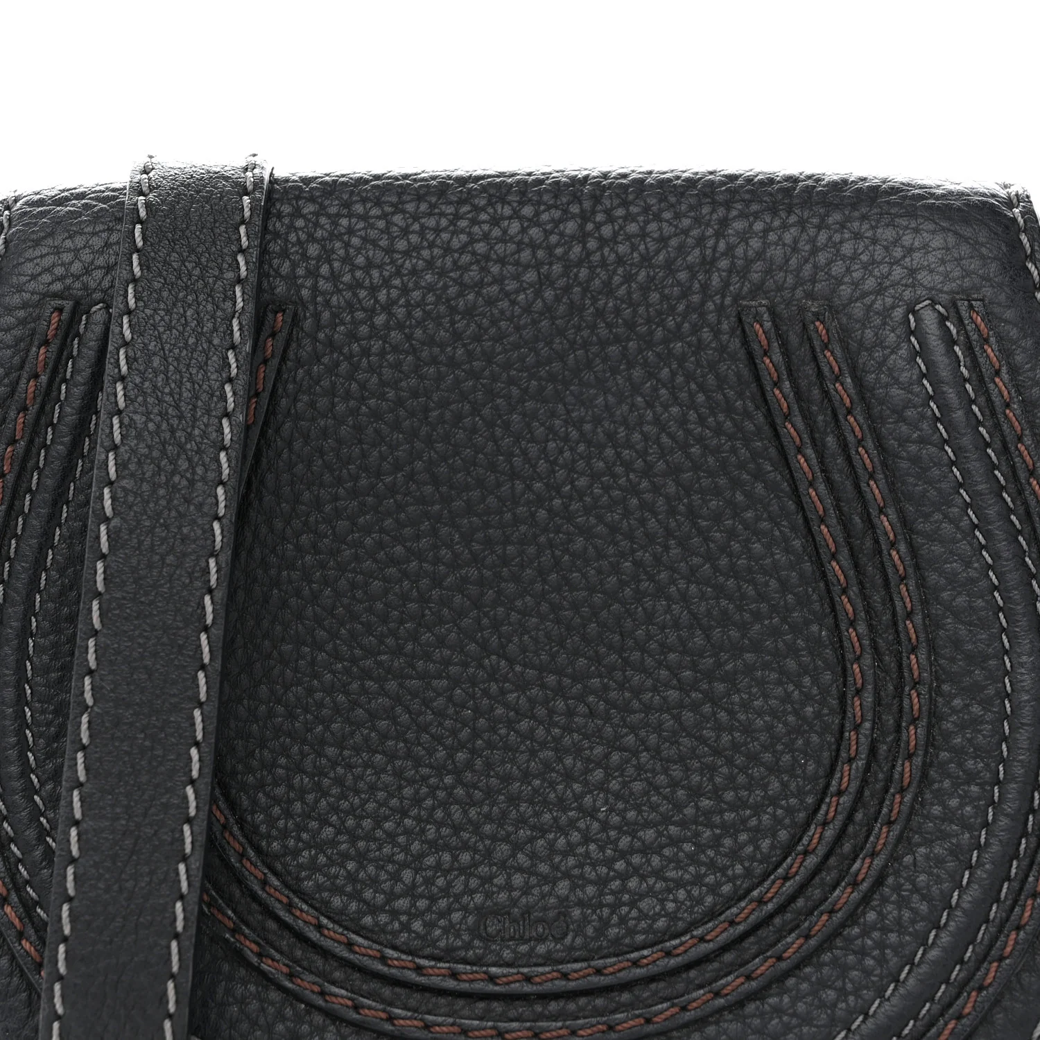 Calfskin Mini Marcie Round Crossbody Bag Black - Image 9