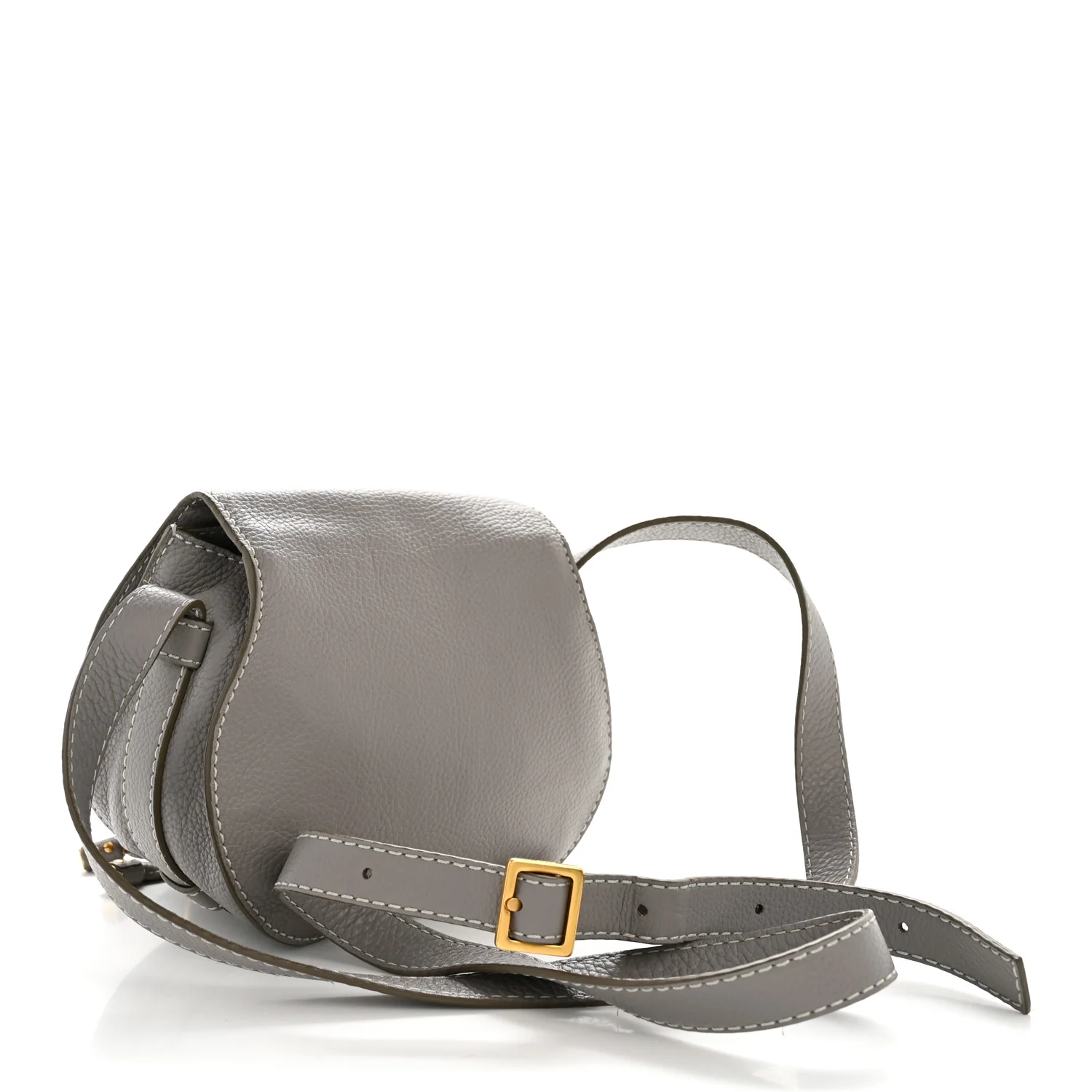 Calfskin Mini Marcie Round Crossbody Bag Cashmere Grey - Image 3