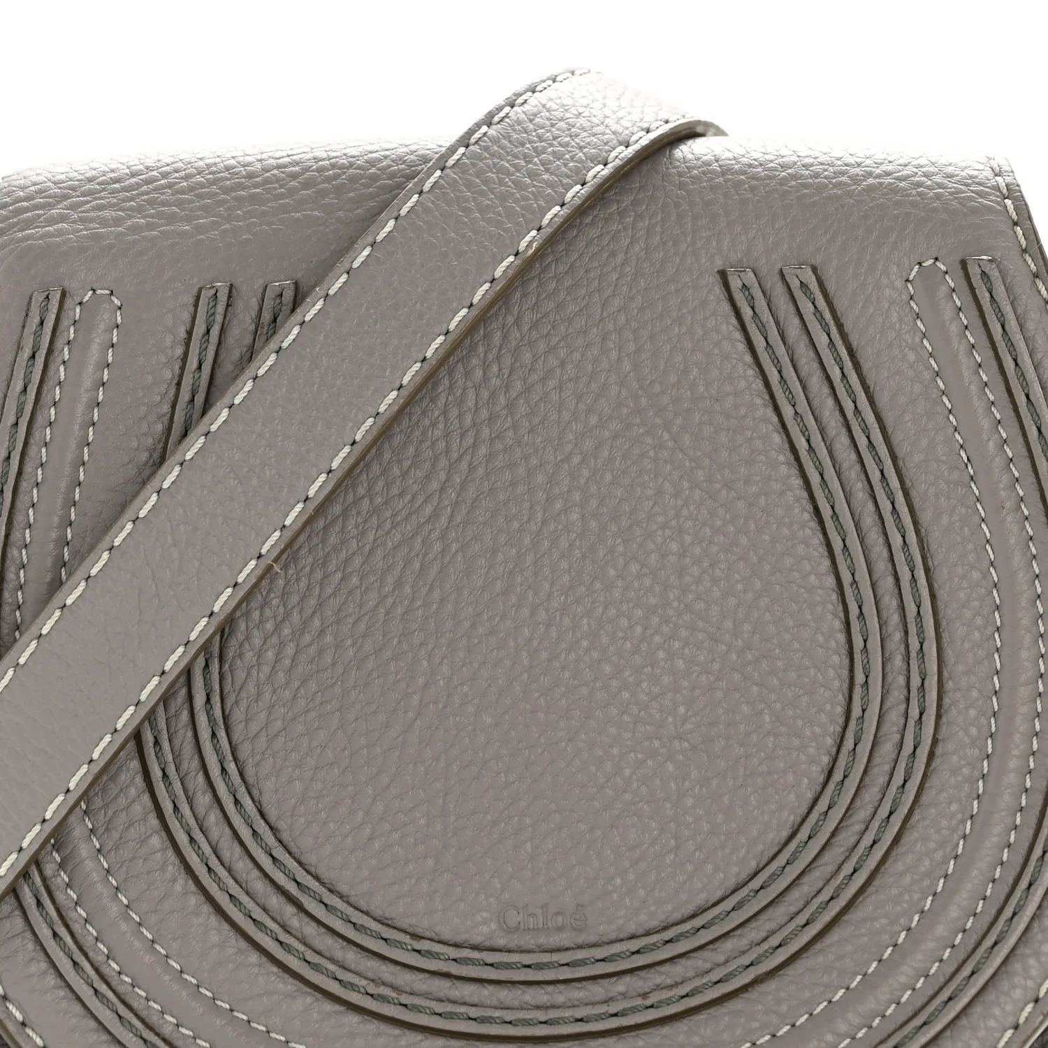 Calfskin Mini Marcie Round Crossbody Bag Cashmere Grey - Image 8