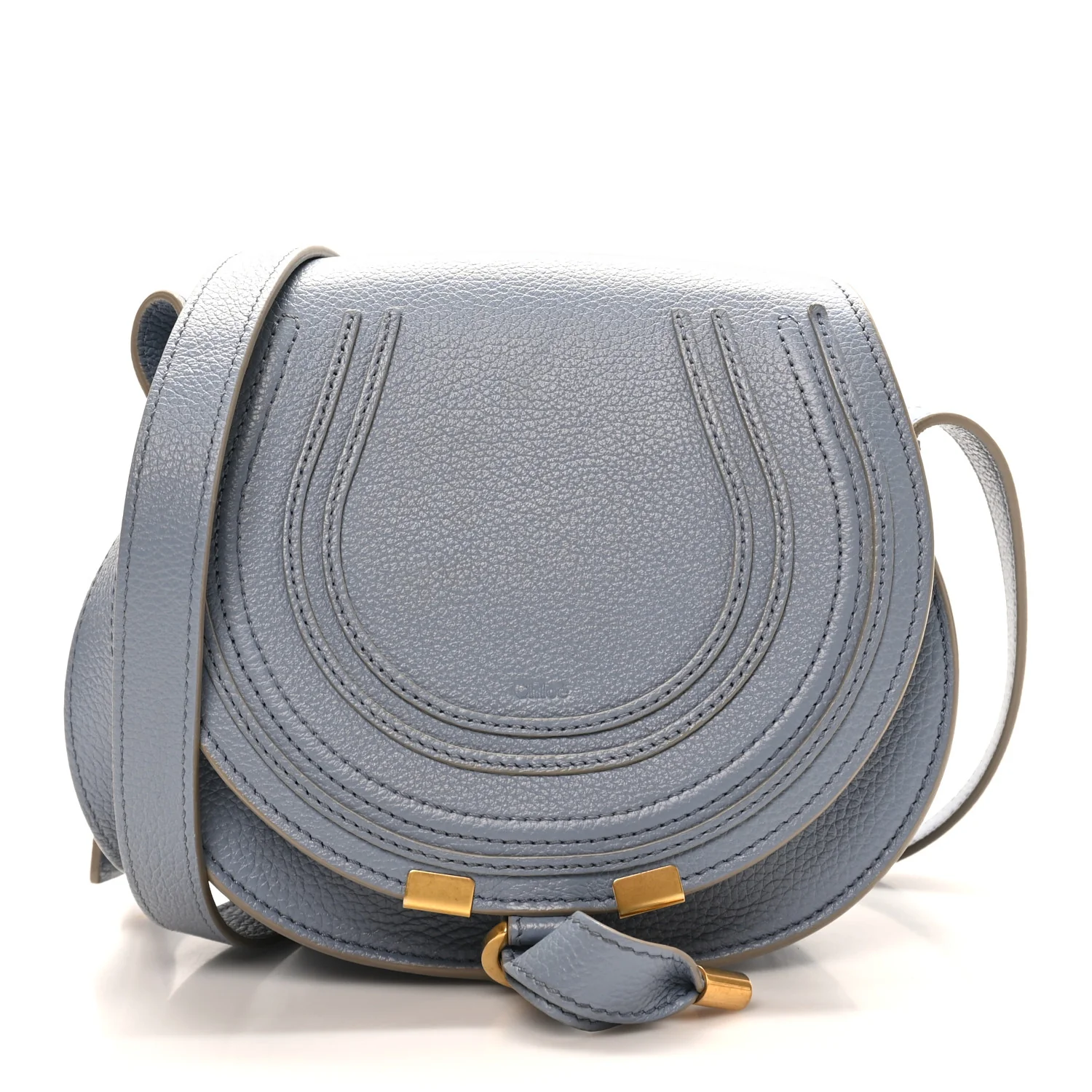 Calfskin Mini Marcie Round Crossbody Bag Cloudy Blue - Image 7