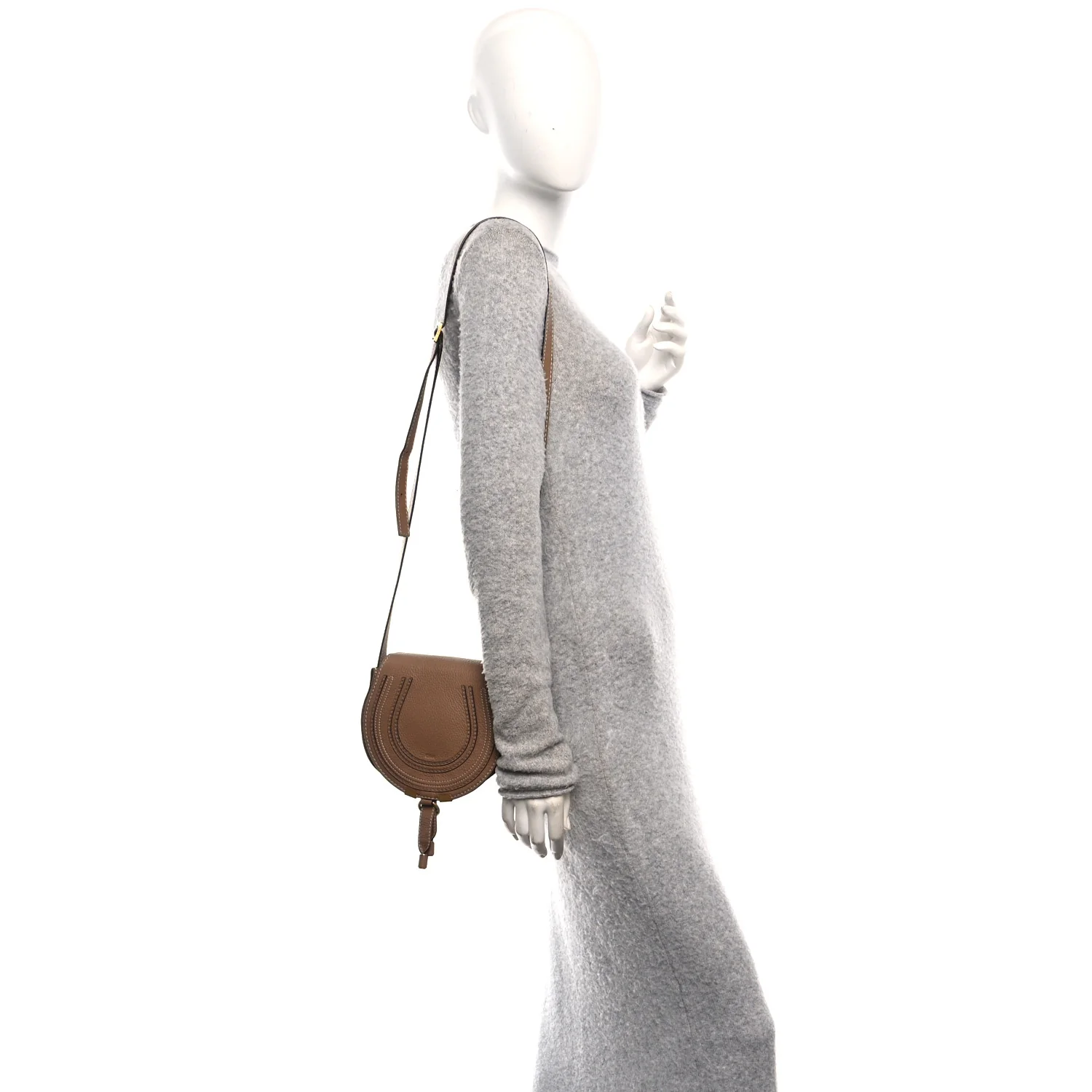 Calfskin Mini Marcie Round Crossbody Bag Nut - Image 2