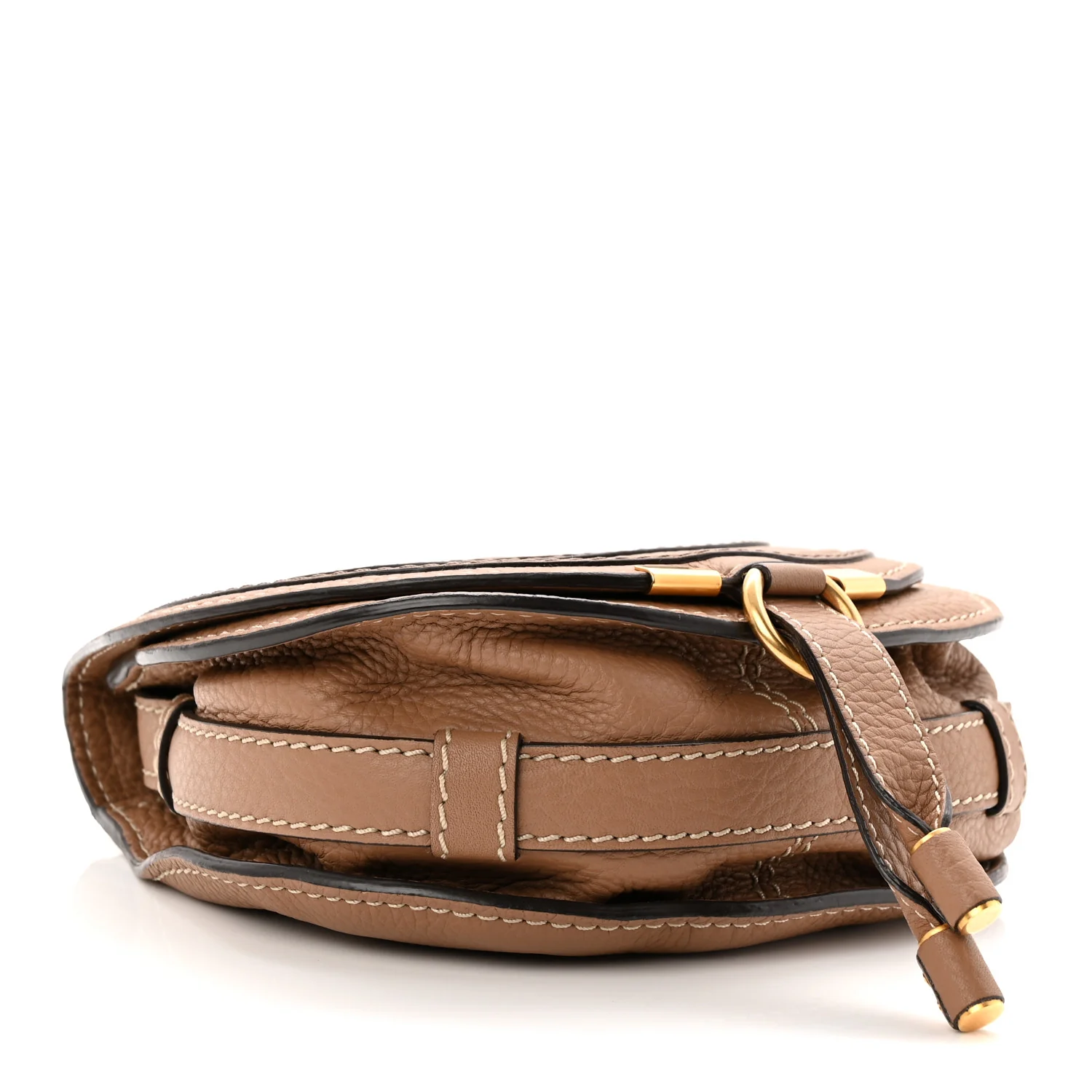 Calfskin Mini Marcie Round Crossbody Bag Nut - Image 4