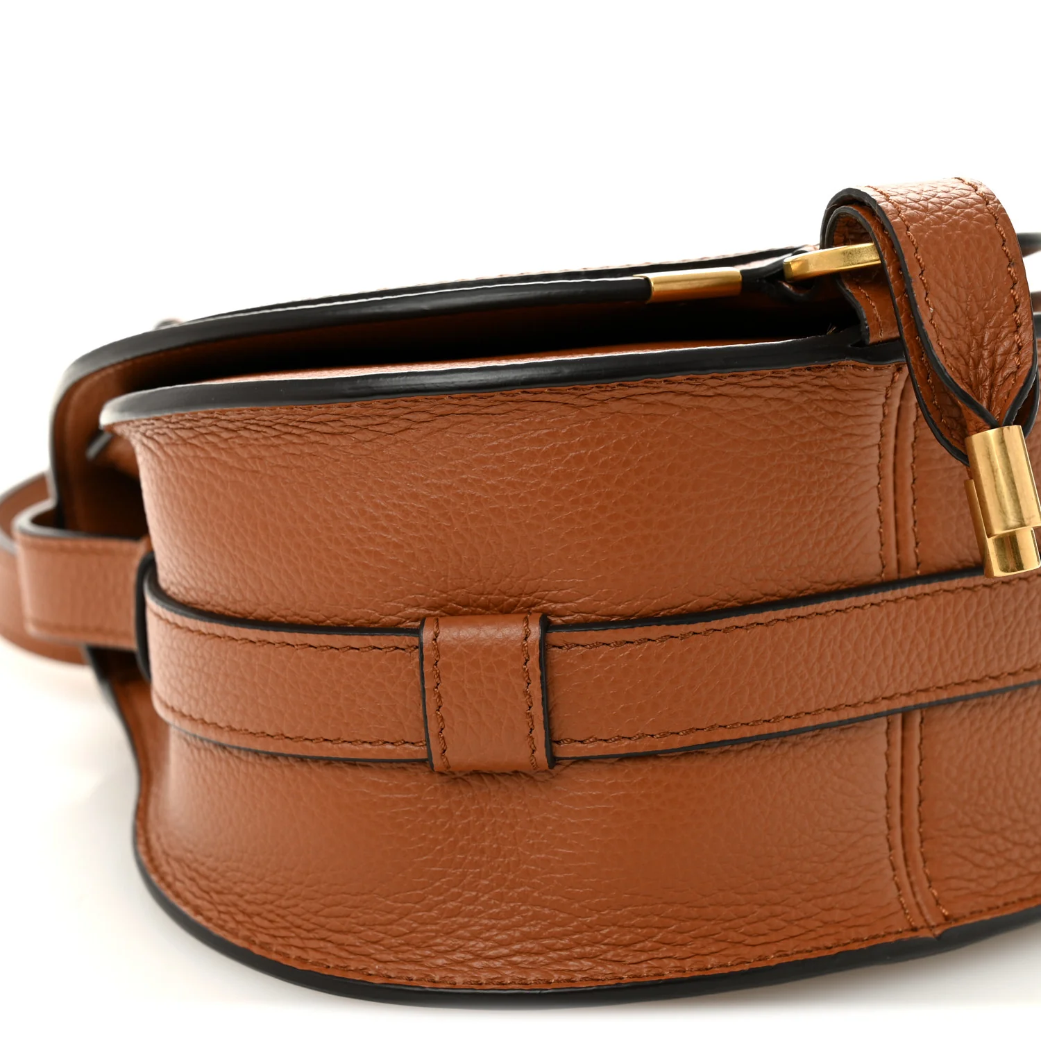 Calfskin Mini Marcie Round Crossbody Bag Tan - Image 9
