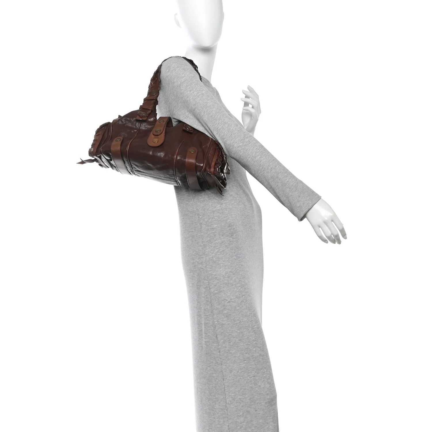 Calfskin Silverado Shoulder Bag Chocolate - Image 2