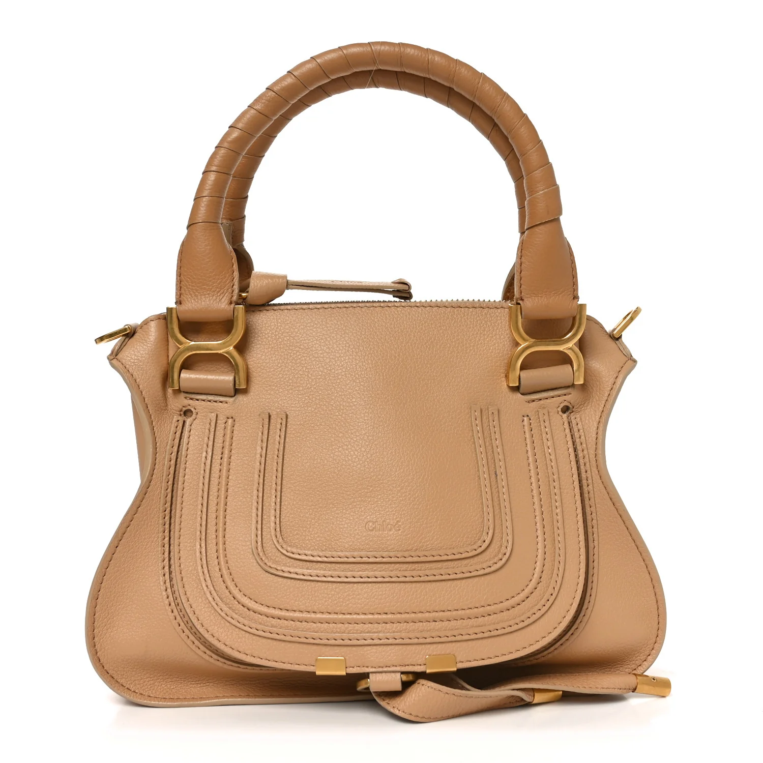 Calfskin Small Marcie Satchel Milky Brown