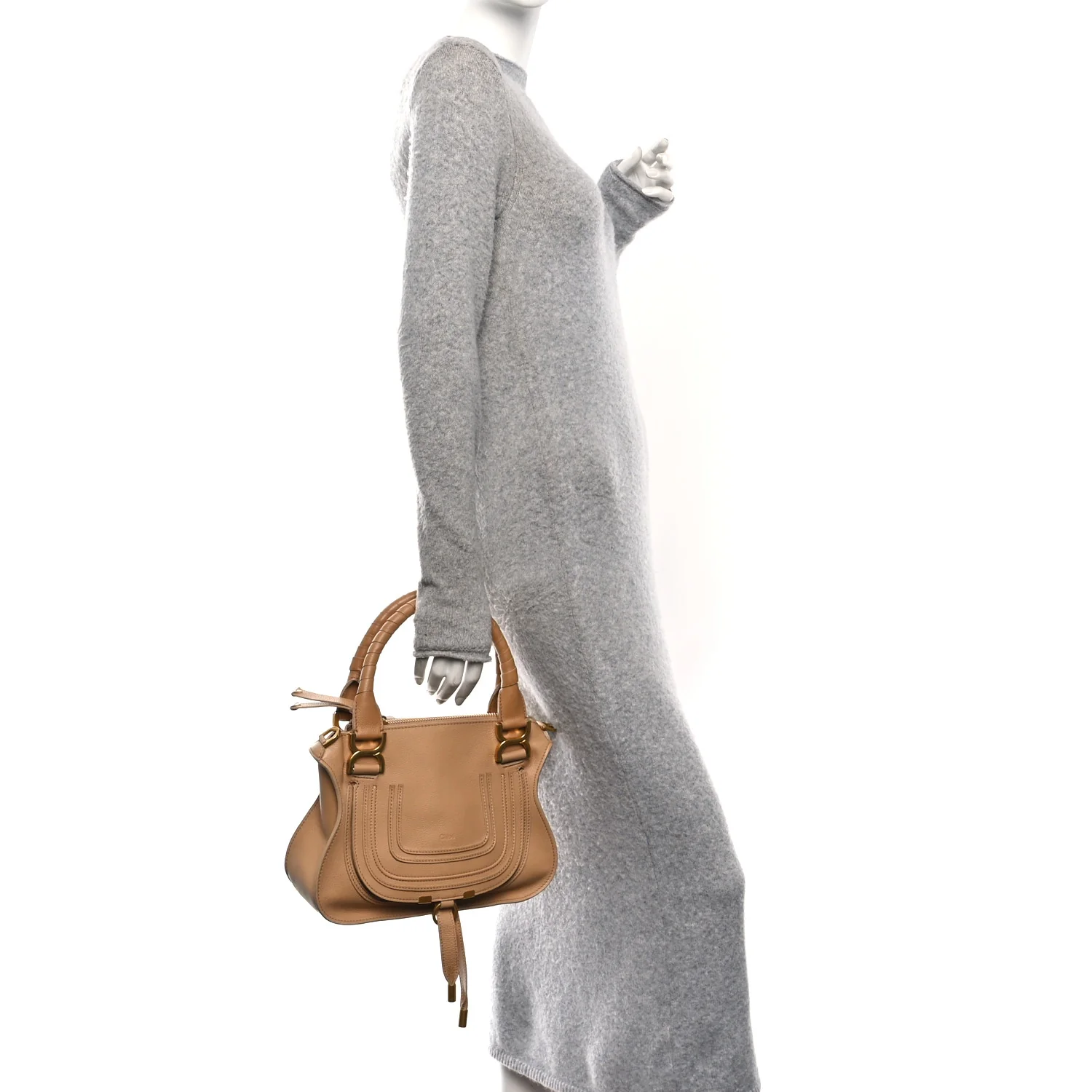 Calfskin Small Marcie Satchel Milky Brown - Image 2