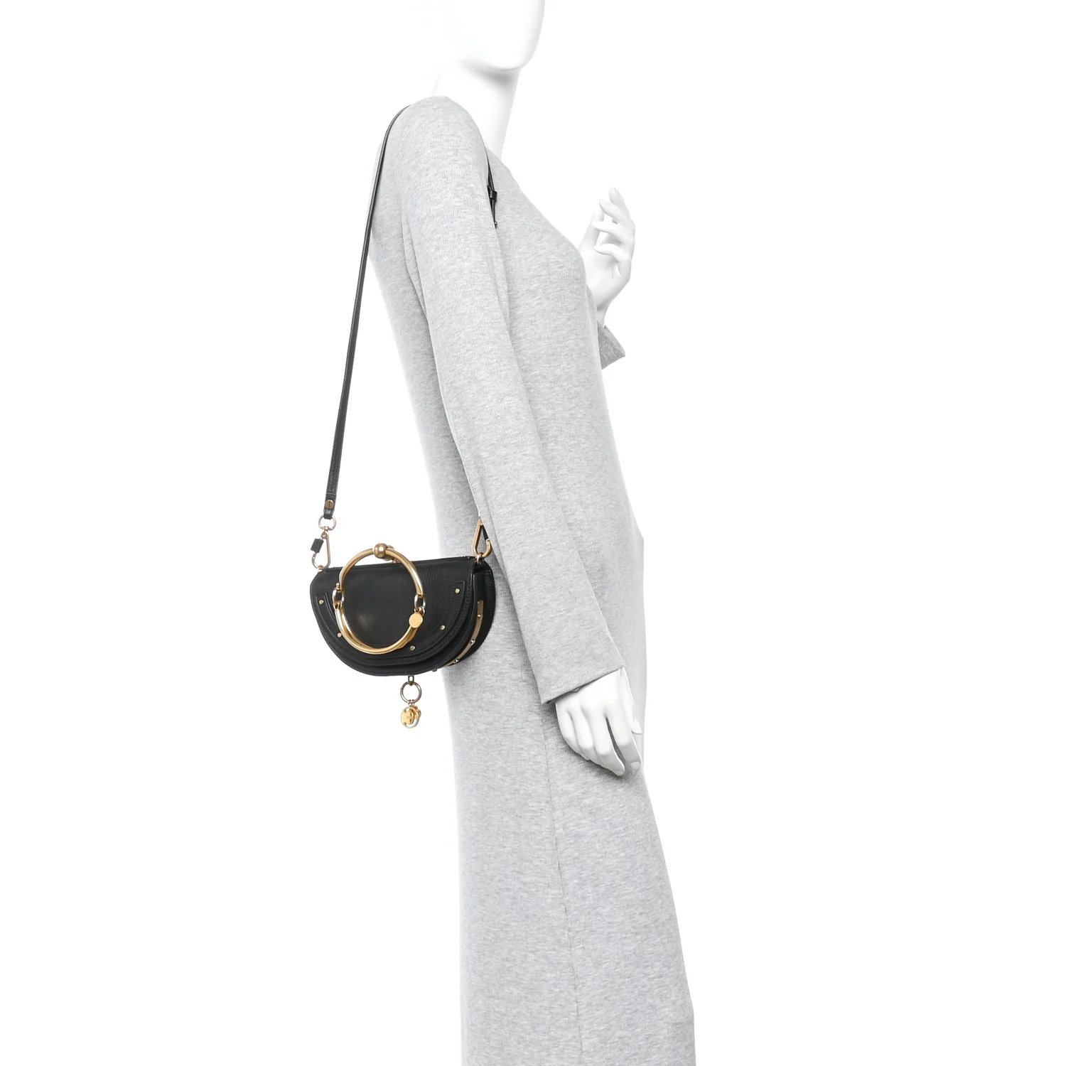 Calfskin Small Nile Bracelet Minaudiere Bag Black - Image 2