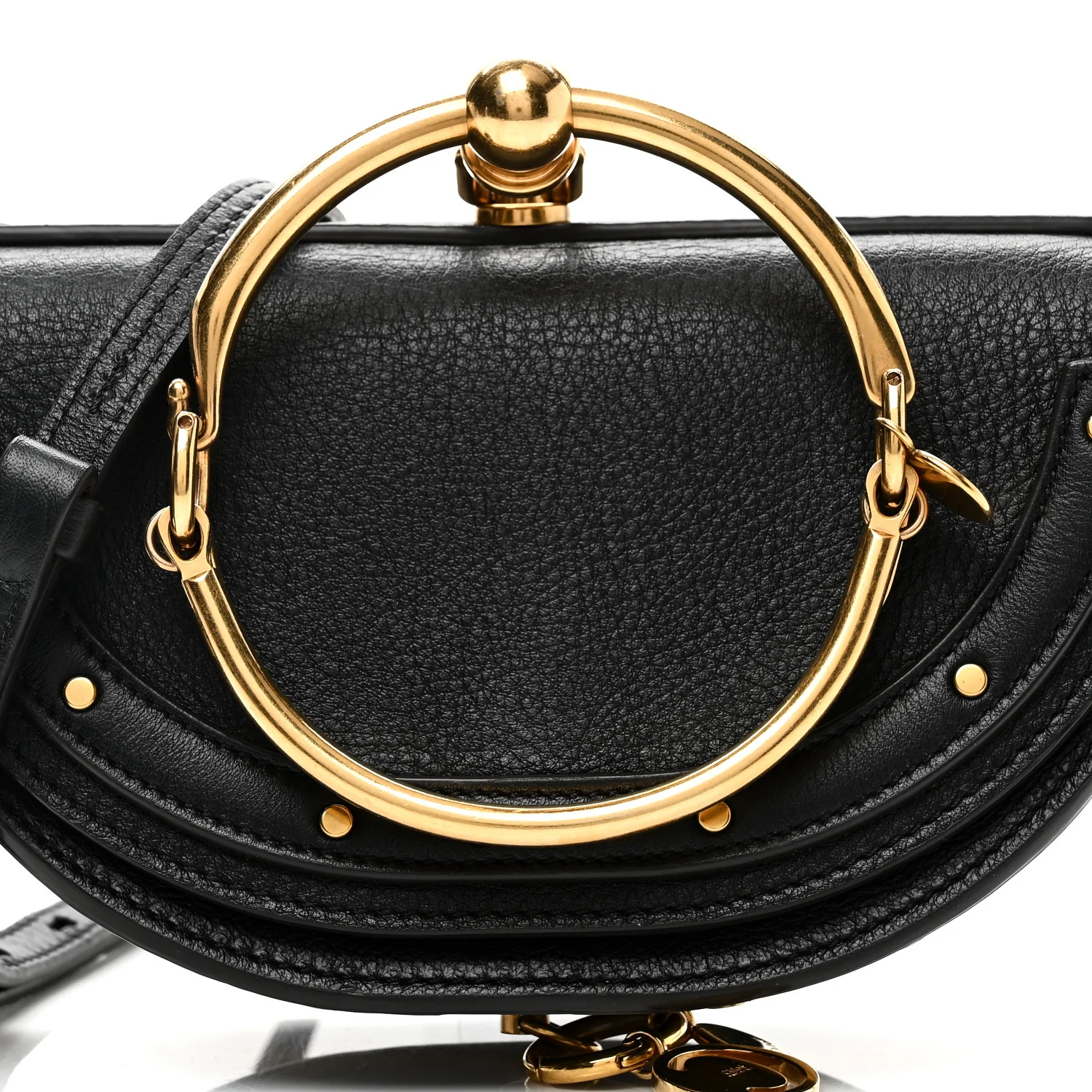 Calfskin Small Nile Bracelet Minaudiere Bag Black - Image 7