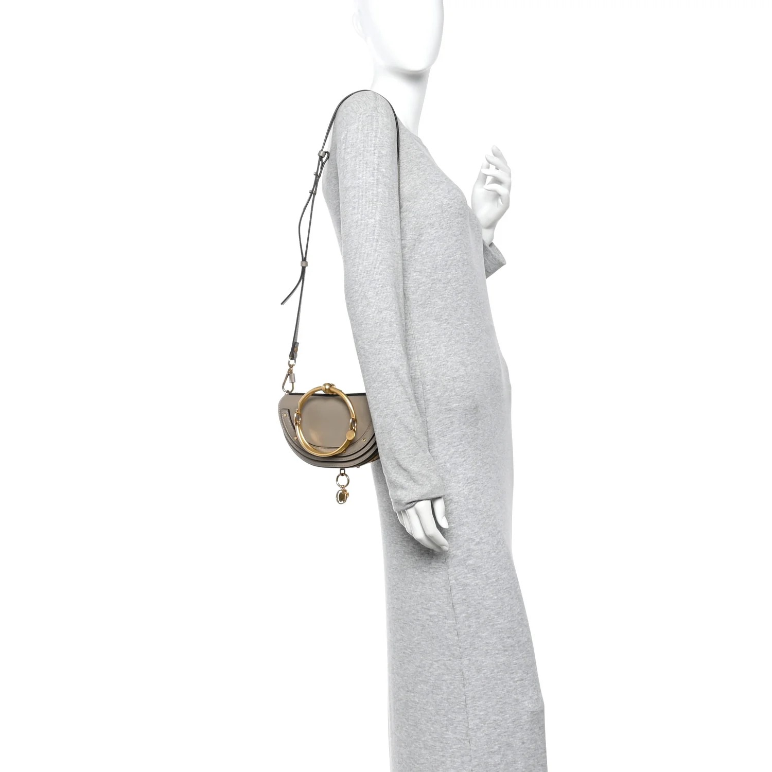 Calfskin Small Nile Bracelet Minaudiere Bag Motty Grey - Image 2