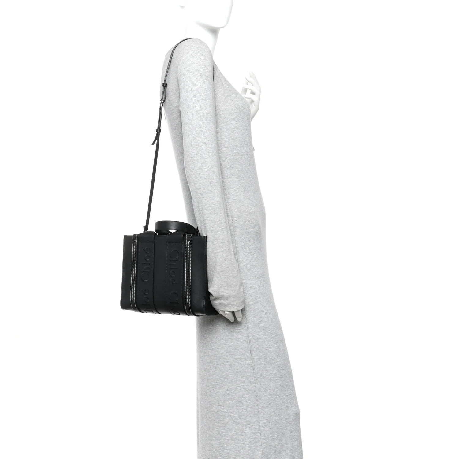 Calfskin Small Woody Tote Black - Image 2