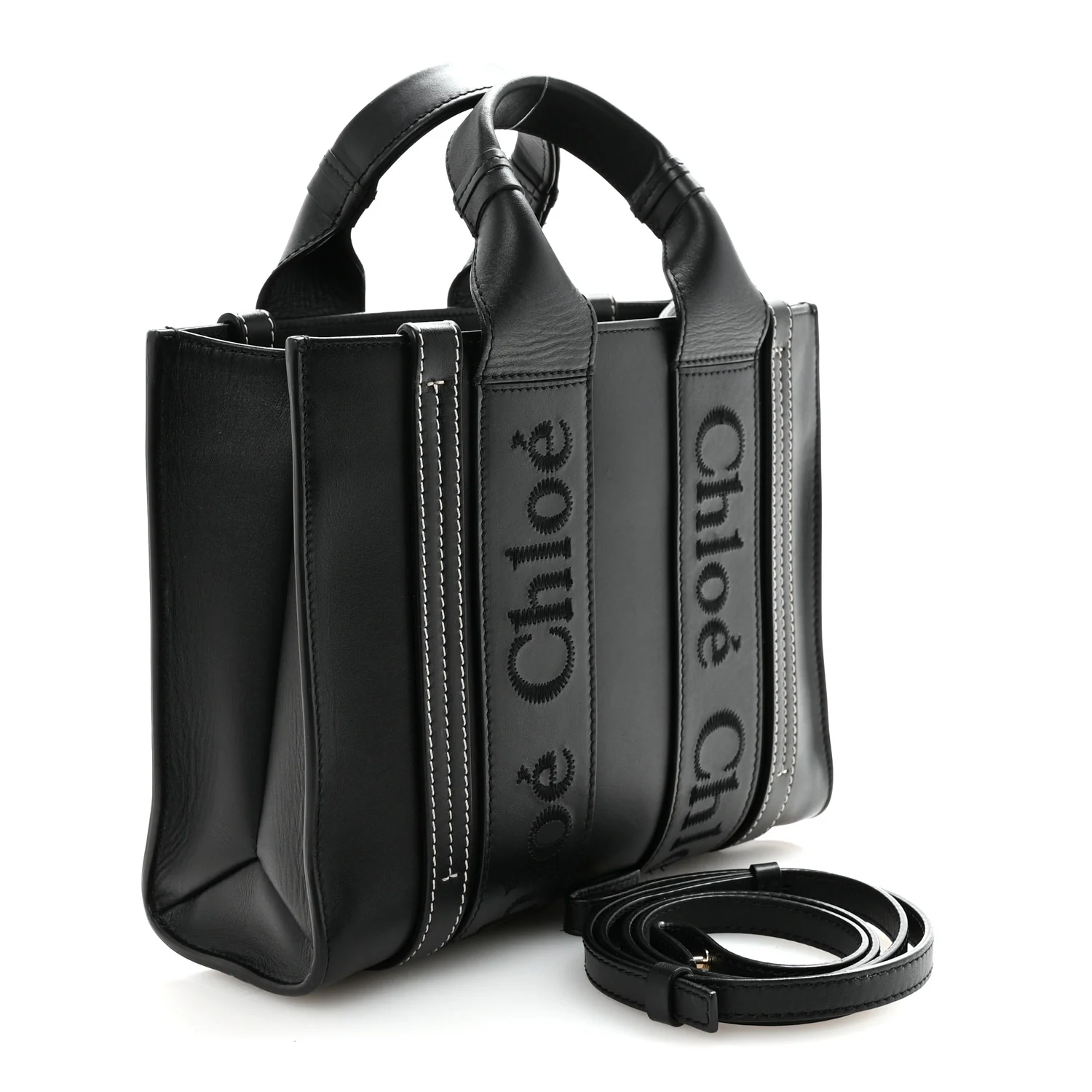 Calfskin Small Woody Tote Black - Image 3