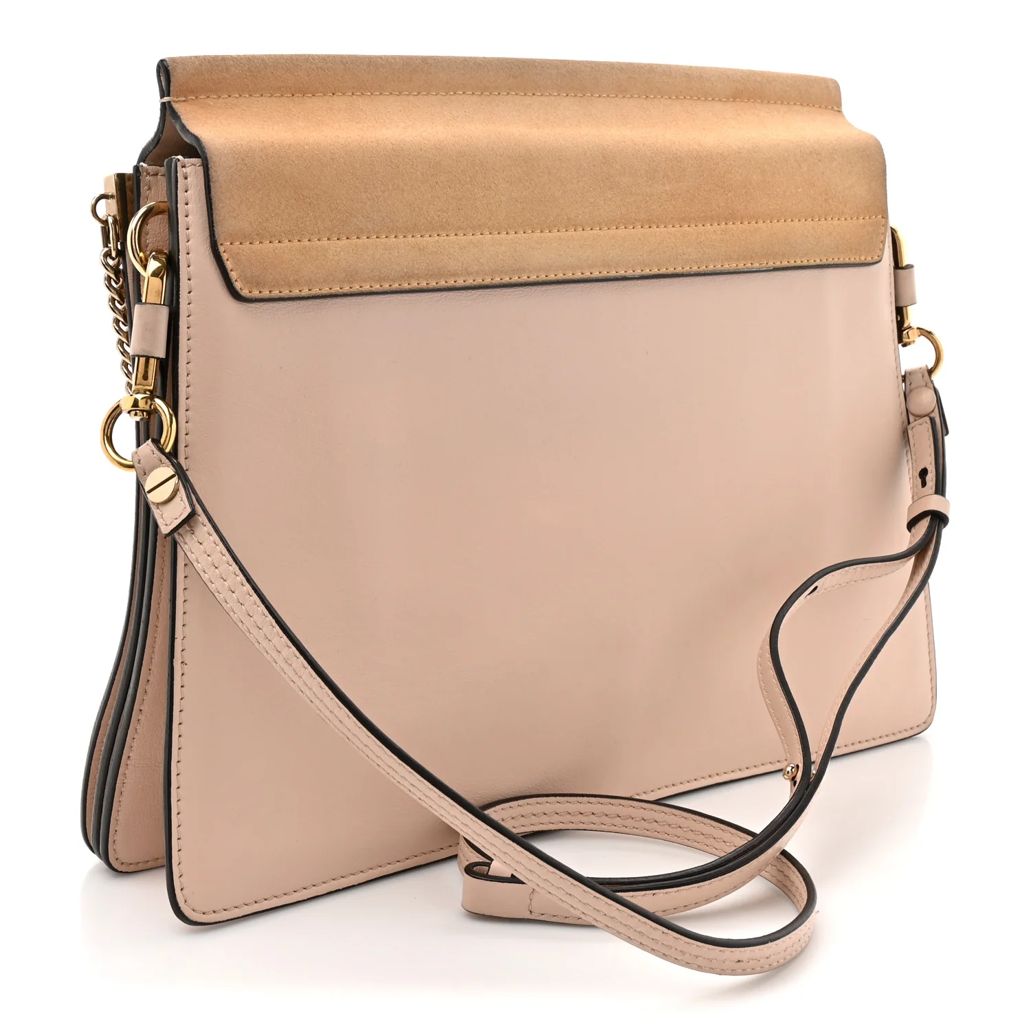 Calfskin Suede Medium Faye Shoulder Bag Cement Pink - Image 3