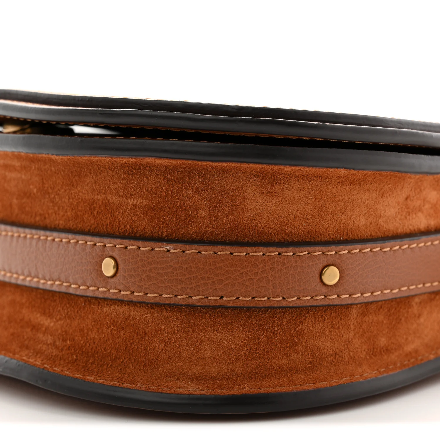 Calfskin Suede Medium Nile Bracelet Bag Caramel - Image 10
