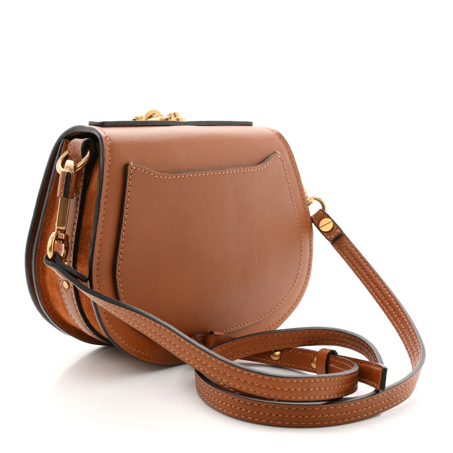 Calfskin Suede Medium Nile Bracelet Bag Caramel - Image 3