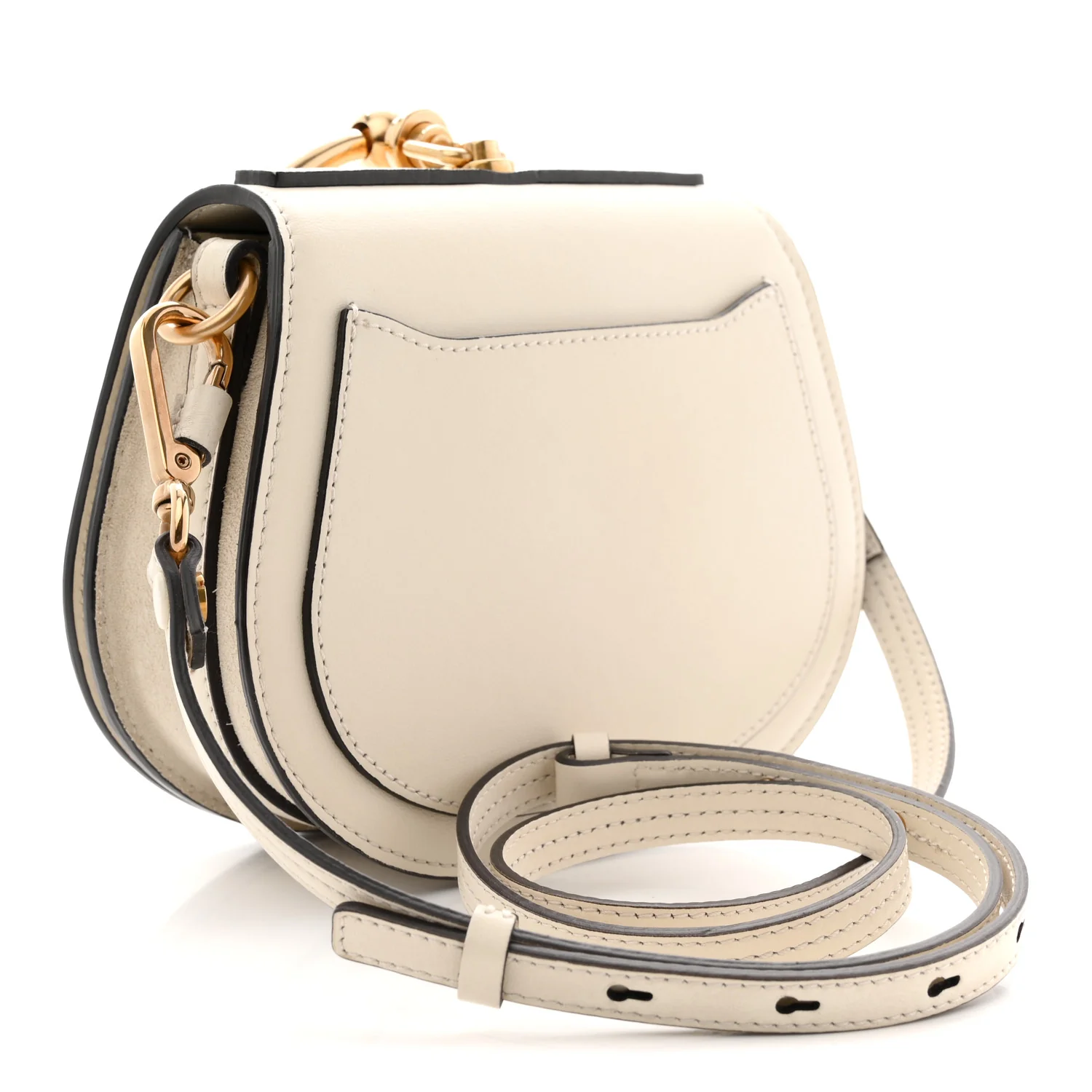 Calfskin Suede Small Nile Bracelet Bag Off White - Image 3