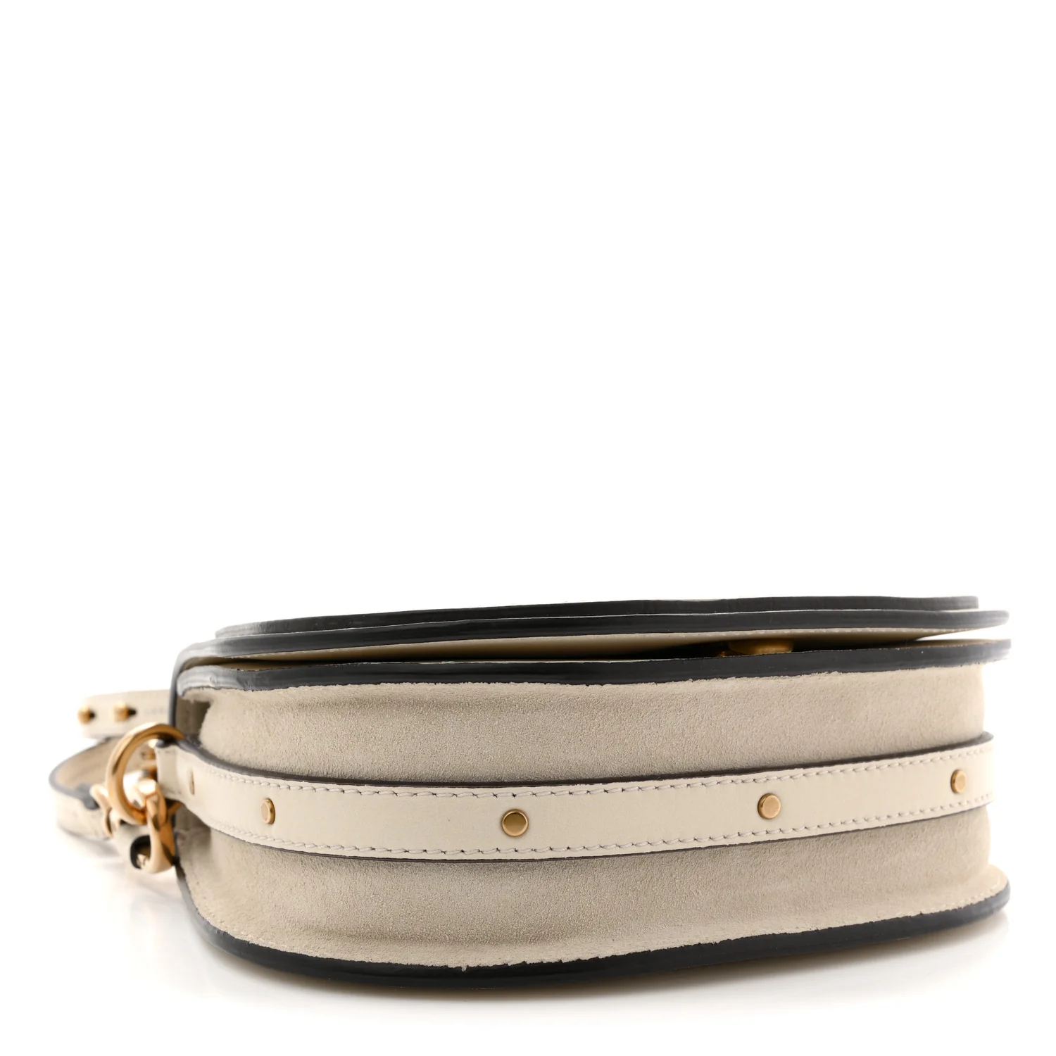 Calfskin Suede Small Nile Bracelet Bag Off White - Image 4
