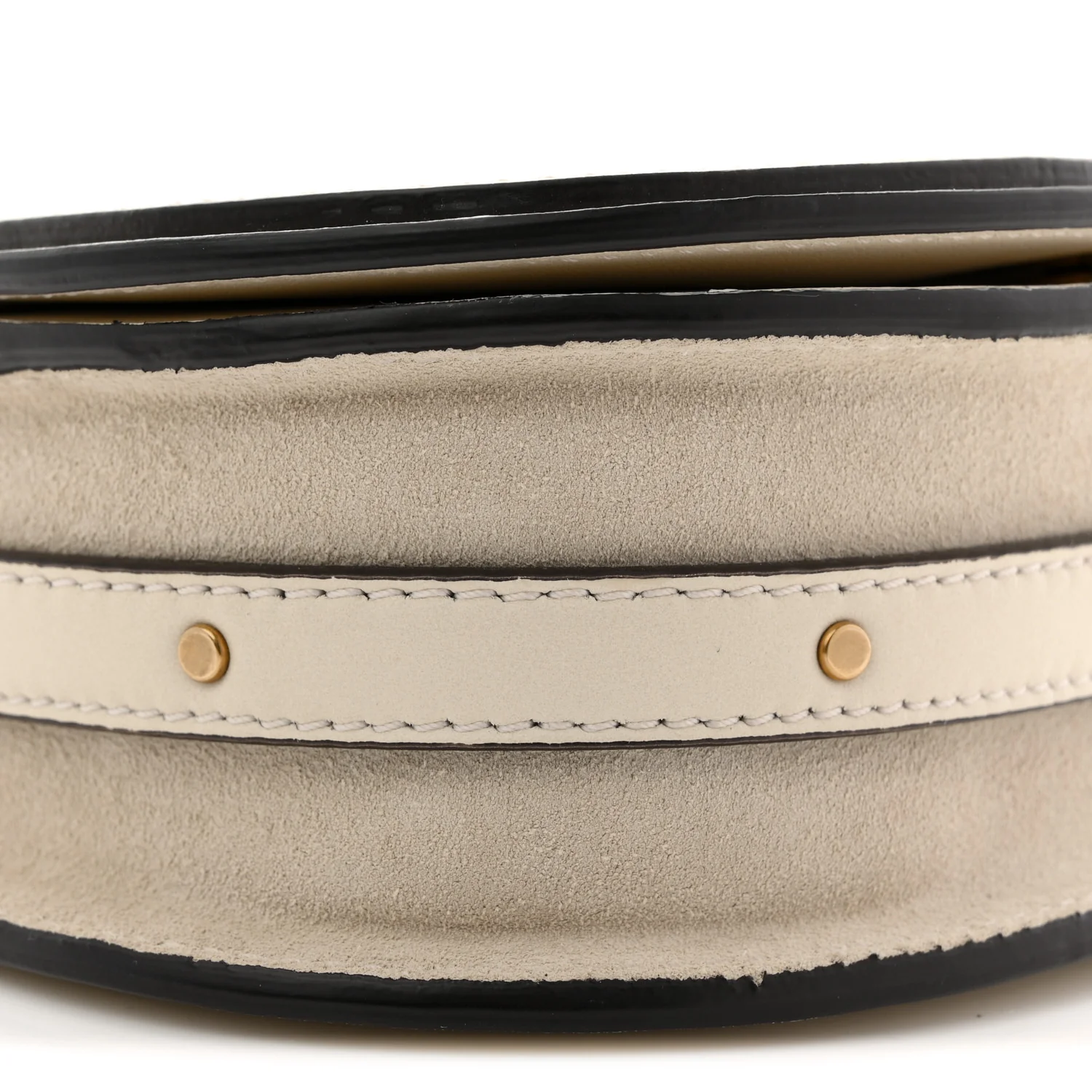 Calfskin Suede Small Nile Bracelet Bag Off White - Image 9