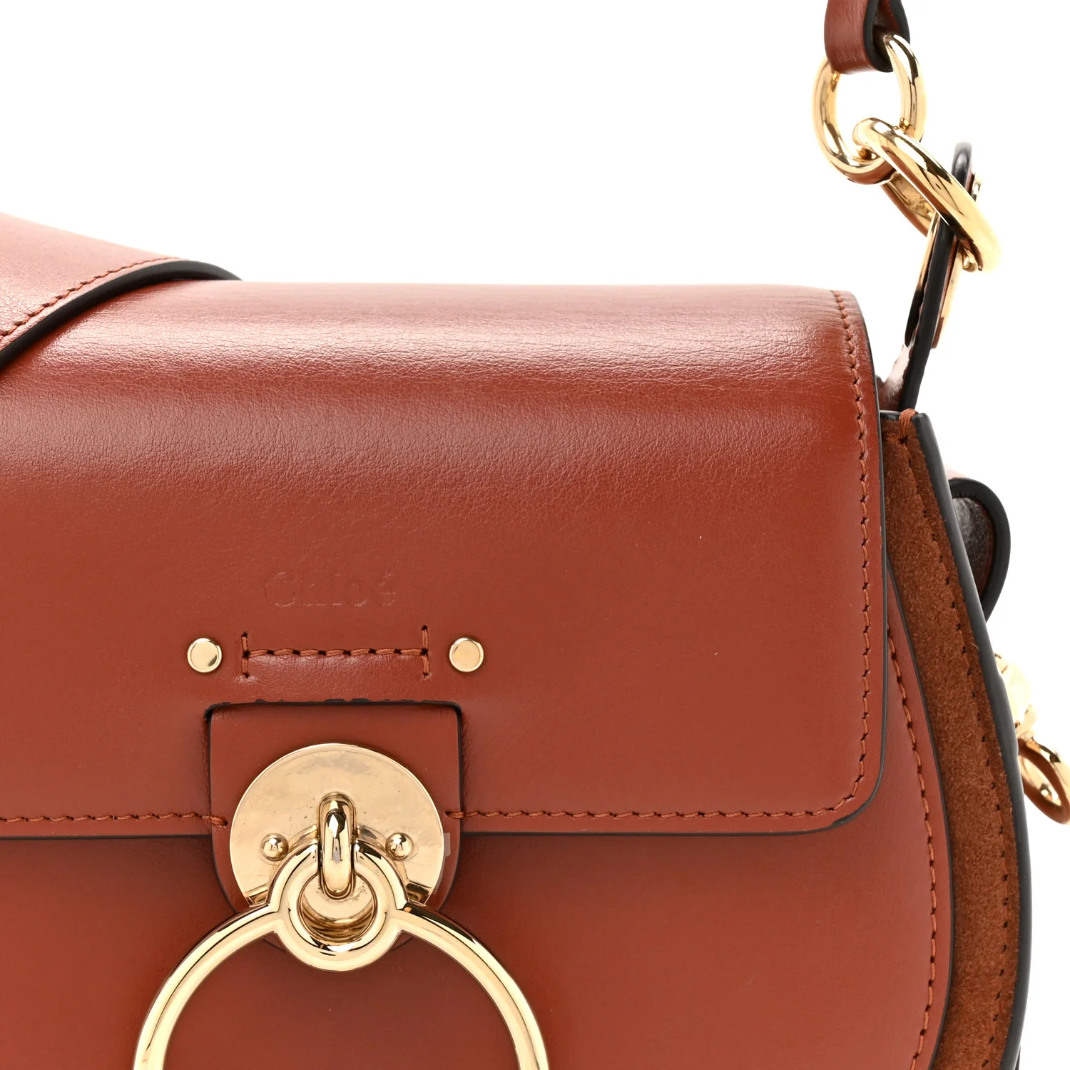 Calfskin Suede Small Tess Bag Sepia Brown - Image 8