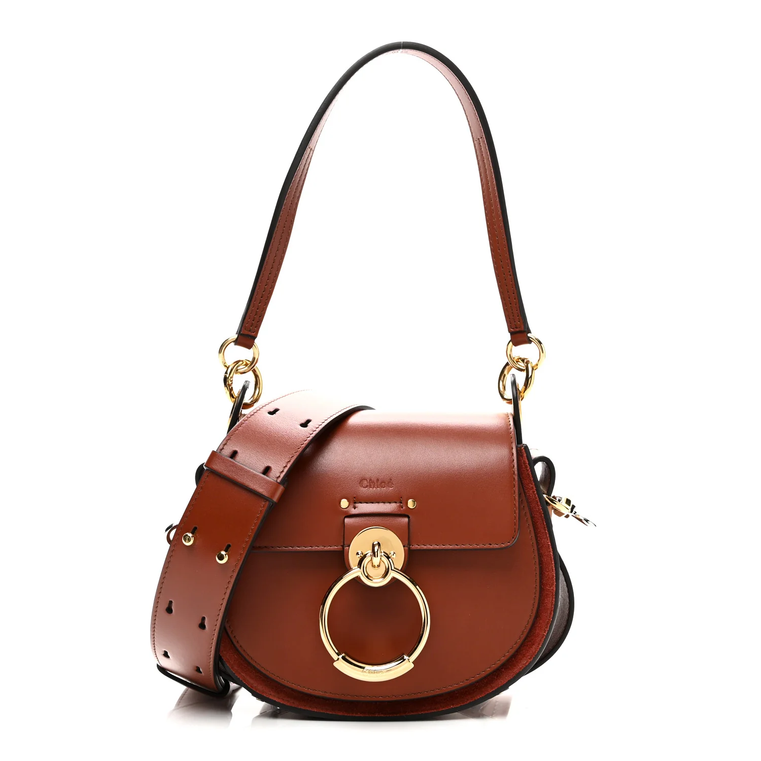 Calfskin Suede Small Tess Bag Sepia Brown