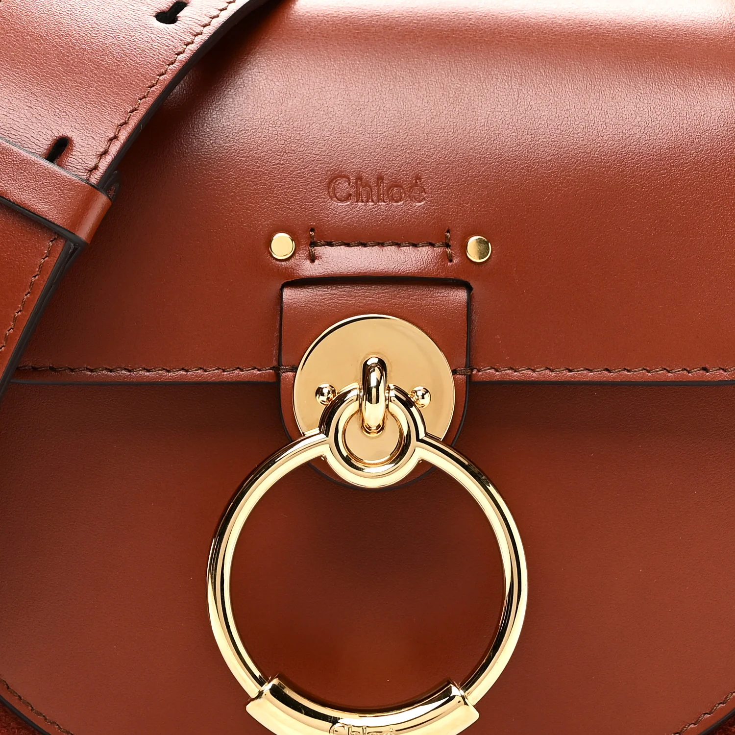 Calfskin Suede Small Tess Bag Sepia Brown - Image 7