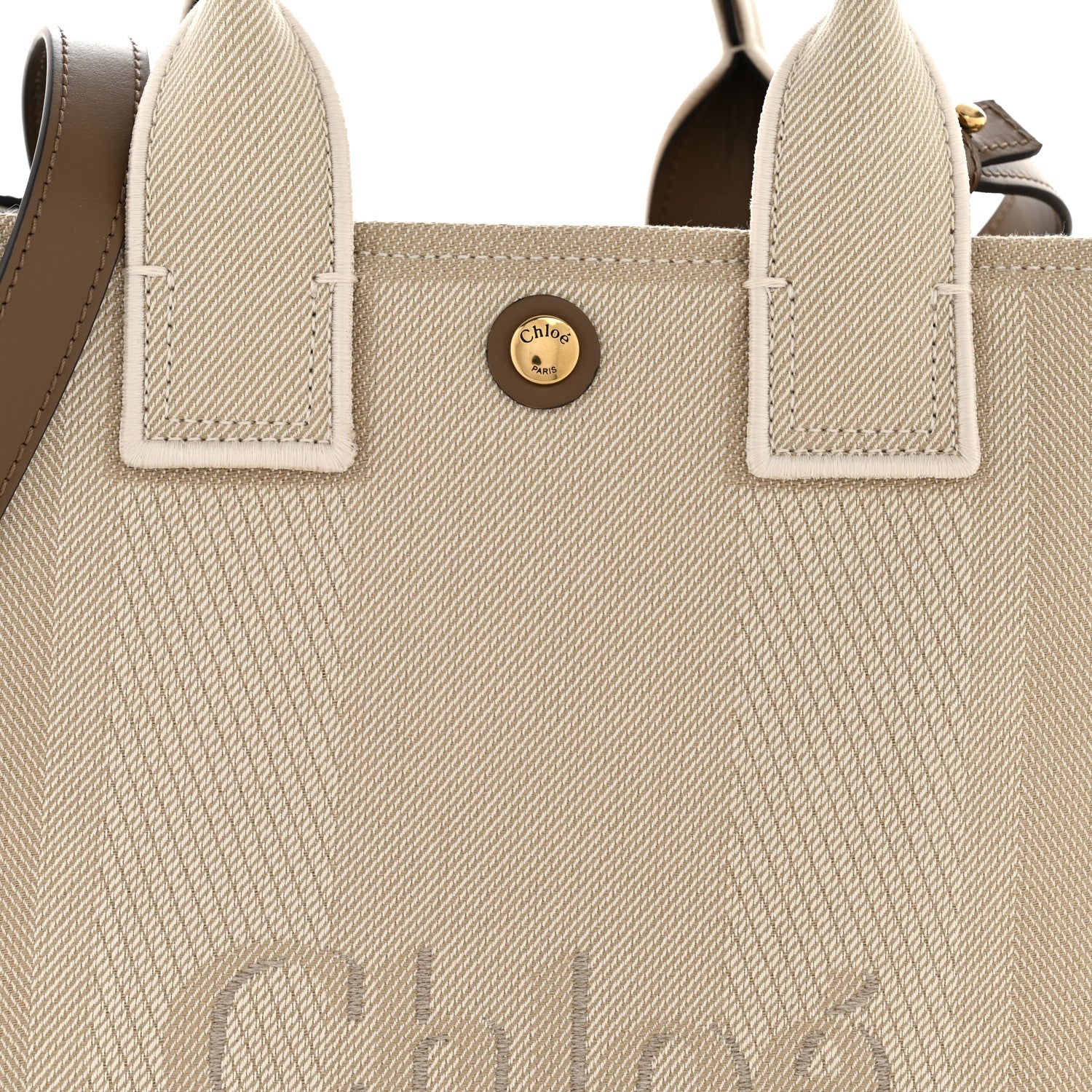 Canvas Calfskin Small Logo Carry Tote Vegetal Beige - Image 8