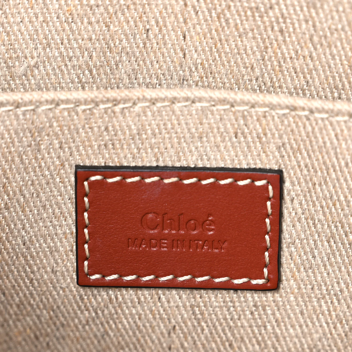 Cotton Calfskin Medium Woody Ribbon Tote White Brown - Image 5