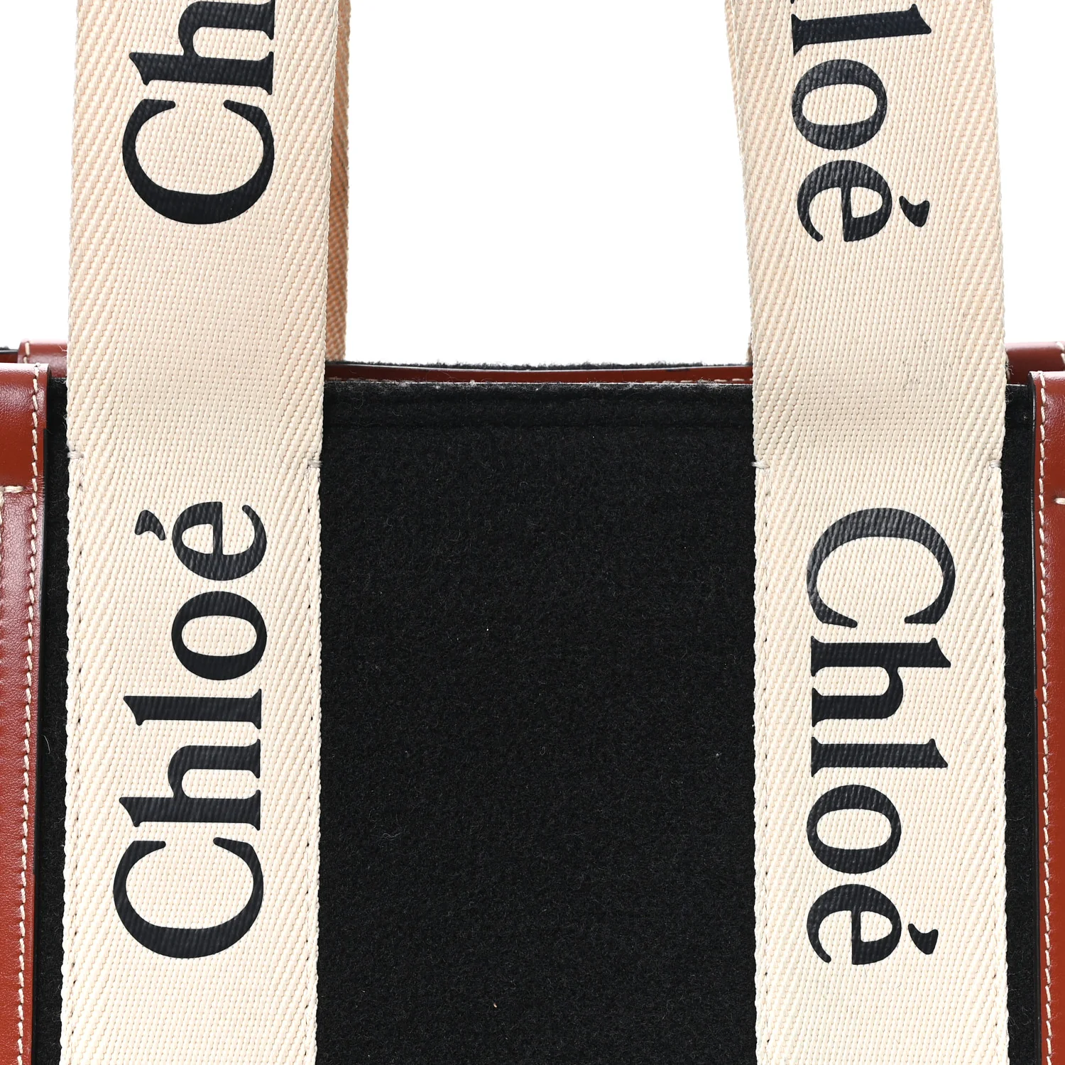 Felt Calfskin Medium Woody Ribbon Tote Black - Image 7