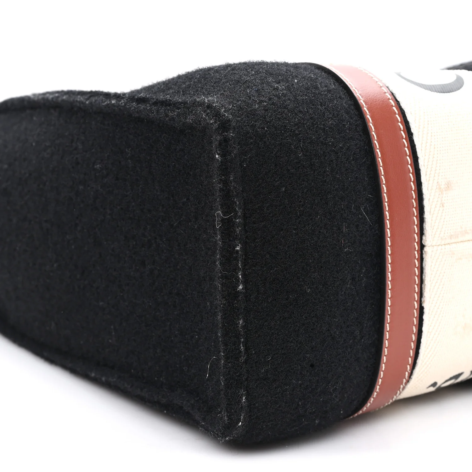 Felt Calfskin Medium Woody Ribbon Tote Black - Image 8