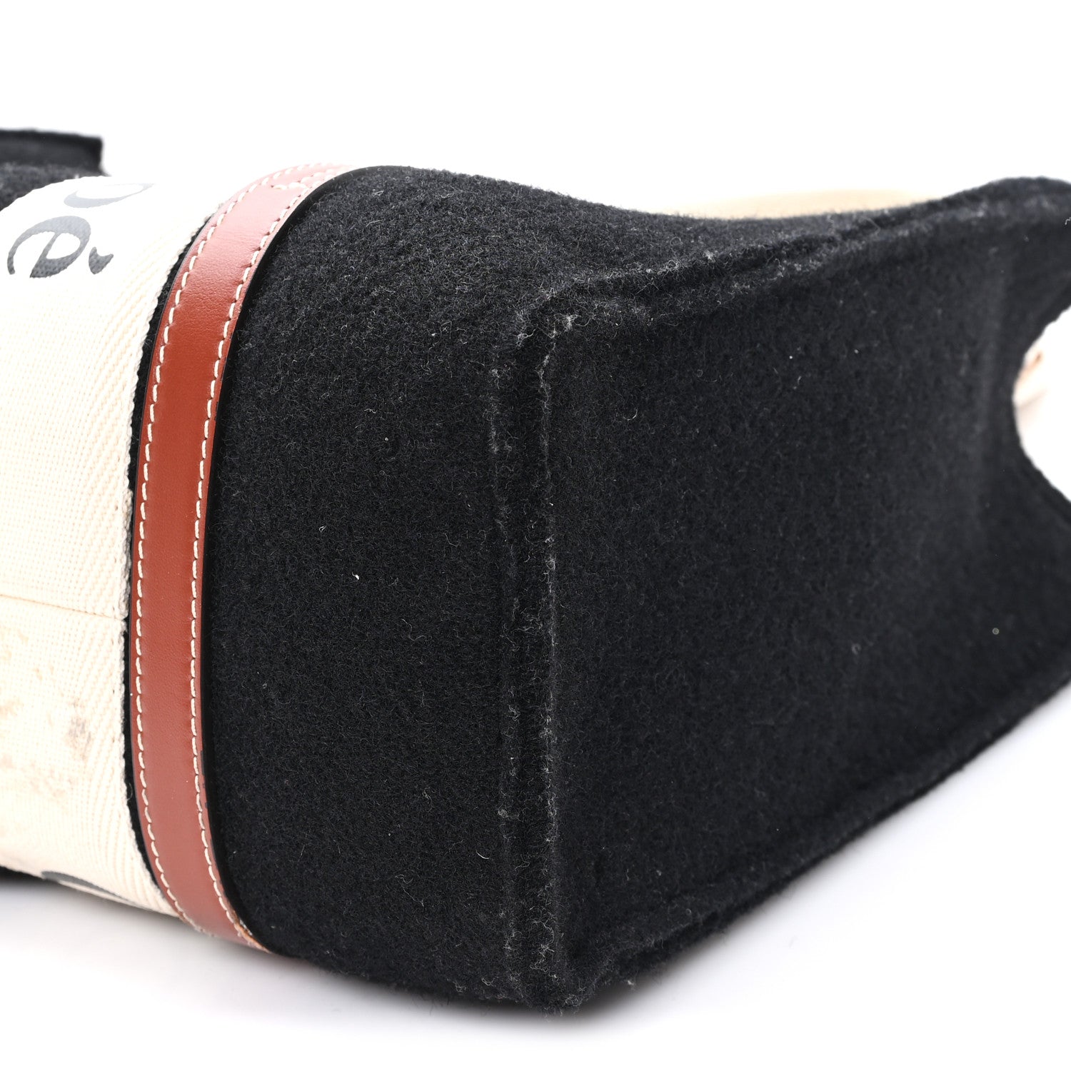 Felt Calfskin Medium Woody Ribbon Tote Black - Image 9