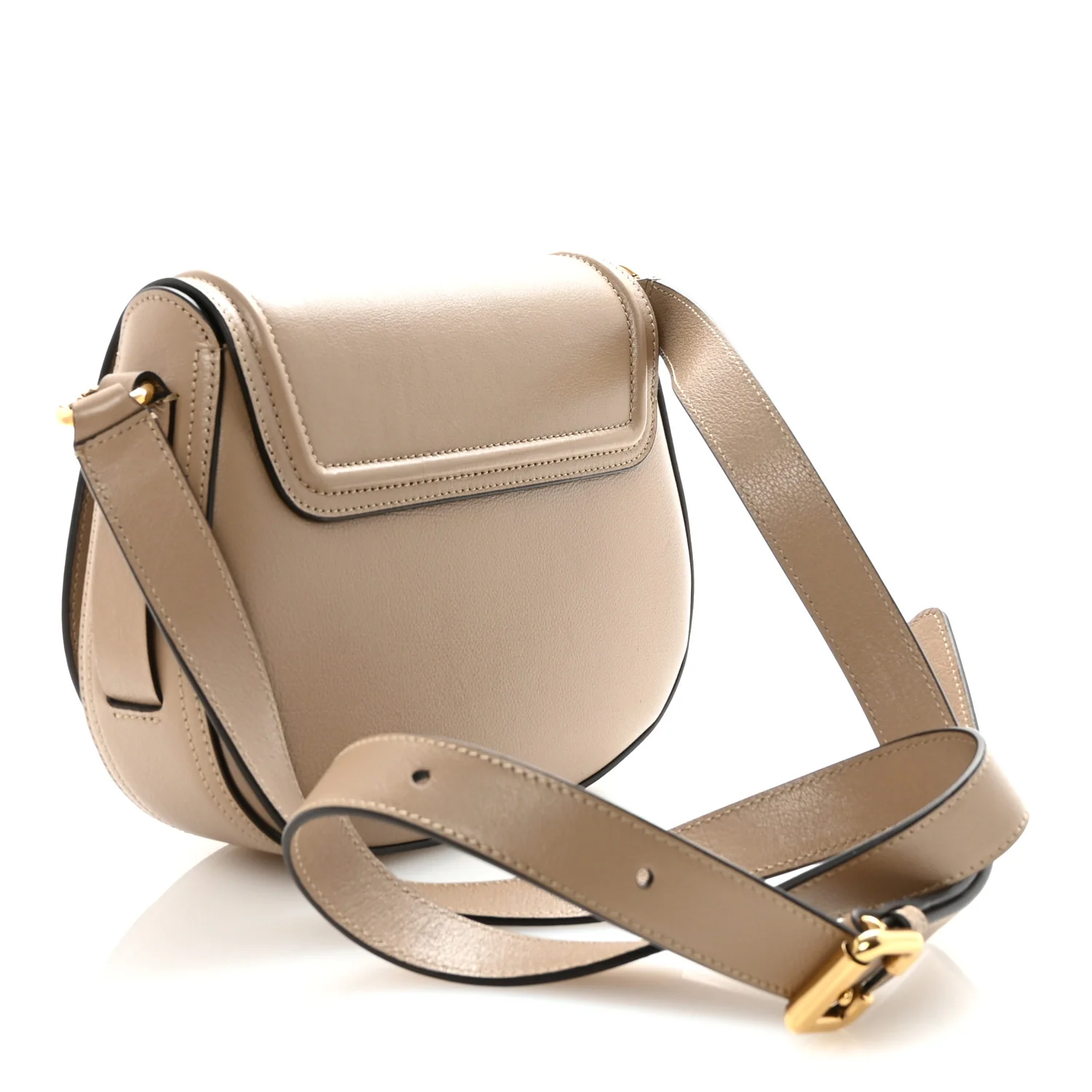 Grained Asian Water Buffalo Horse Medal Saddle Crossbody Bag Boyish Brown - Image 3