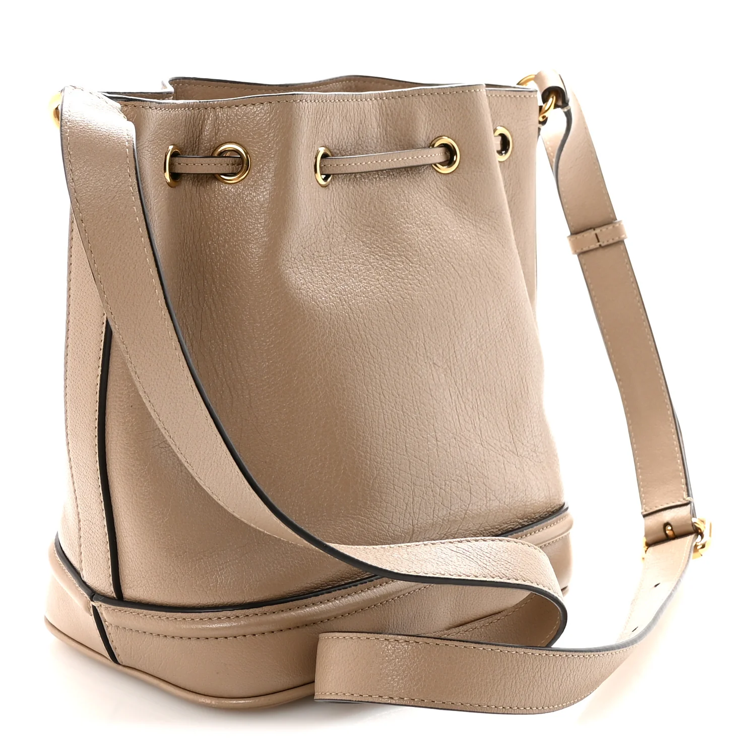 Grained Buffalo Horse Medal Bucket Bag Boyish Brown - Image 3