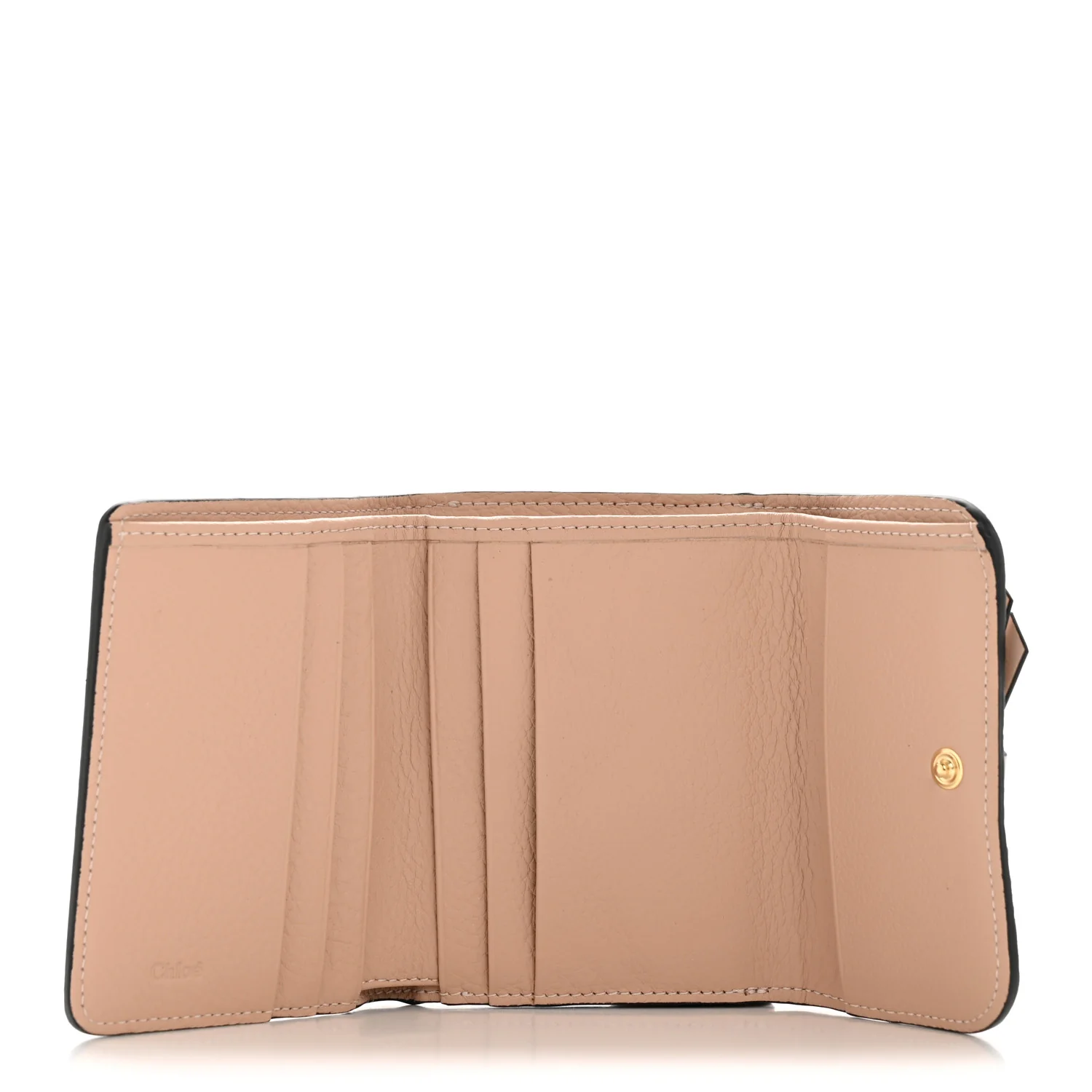 Grained Calfskin Alphabet Mini Trifold Wallet Cement Pink - Image 5