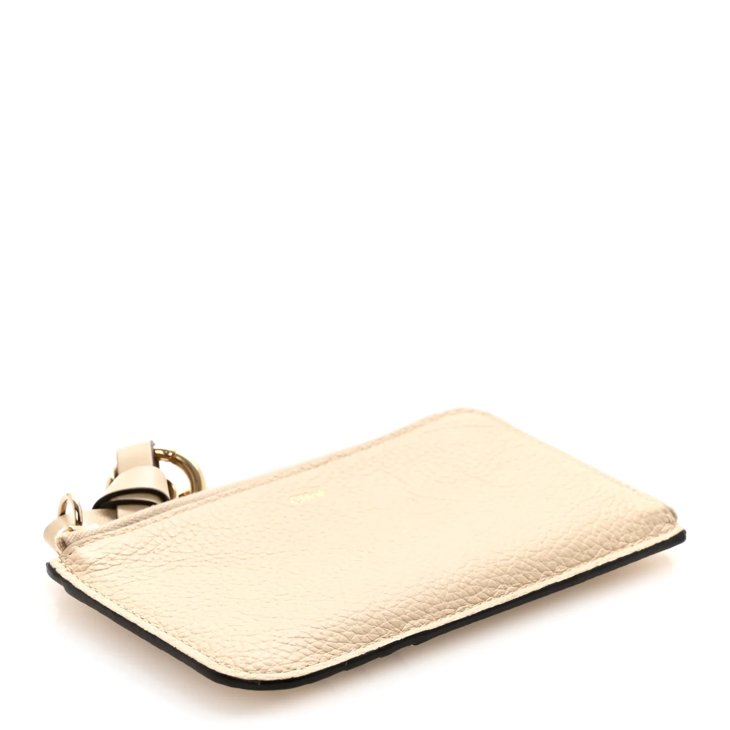 Grained Calfskin Alphabet Purse Wallet Sweet Beige - Image 4
