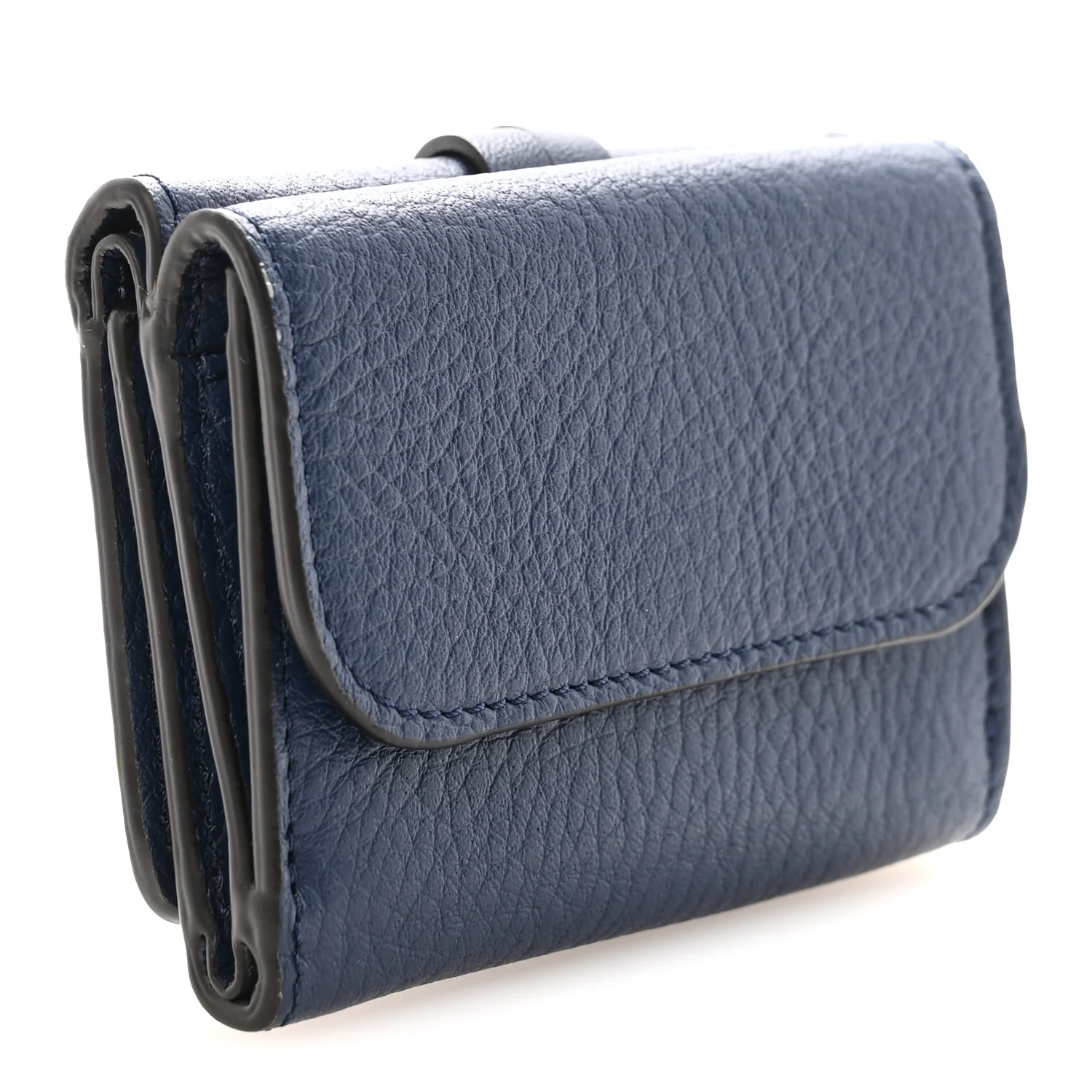 Grained Calfskin Alphabet Tri-Fold Deep Ocean - Image 3