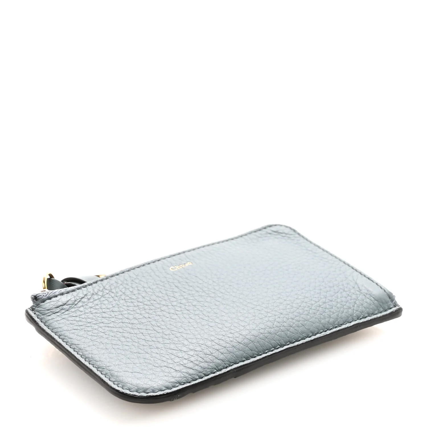 Grained Calfskin Alphabet Zip Card Holder Cloudy Blue - Image 4