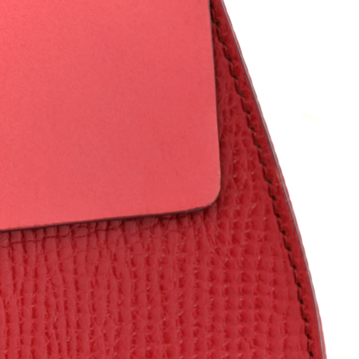 Grained Calfskin Lambskin Mini Bi-Color Drew Shoulder Bag Red - Image 10
