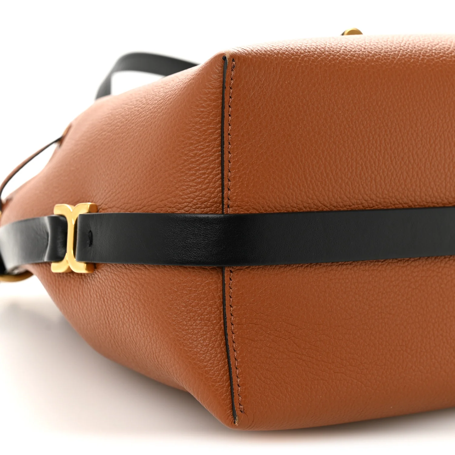 Grained Calfskin Marcie Bucket Bag Tan - Image 9