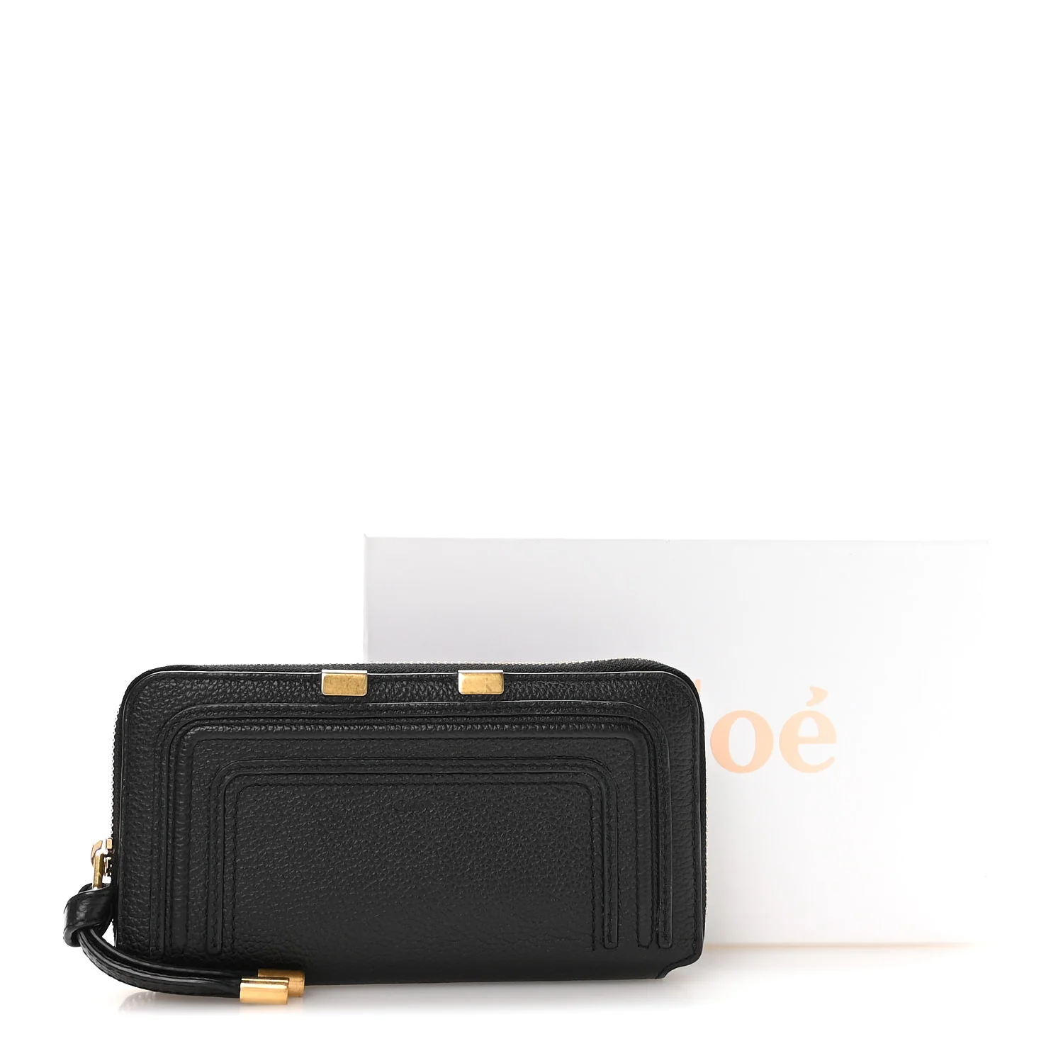 Grained Calfskin Marcie Long Zip Around Wallet Black - Image 8