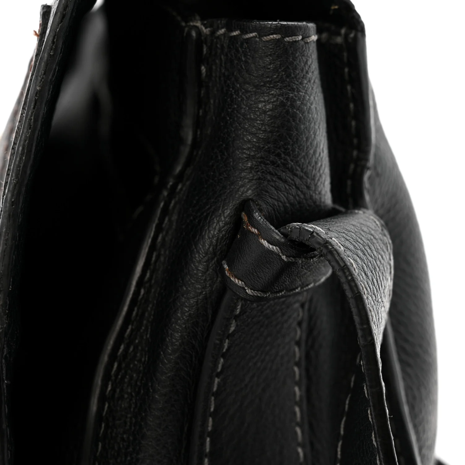 Grained Calfskin Medium Marcie Saddle Bag Black - Image 15
