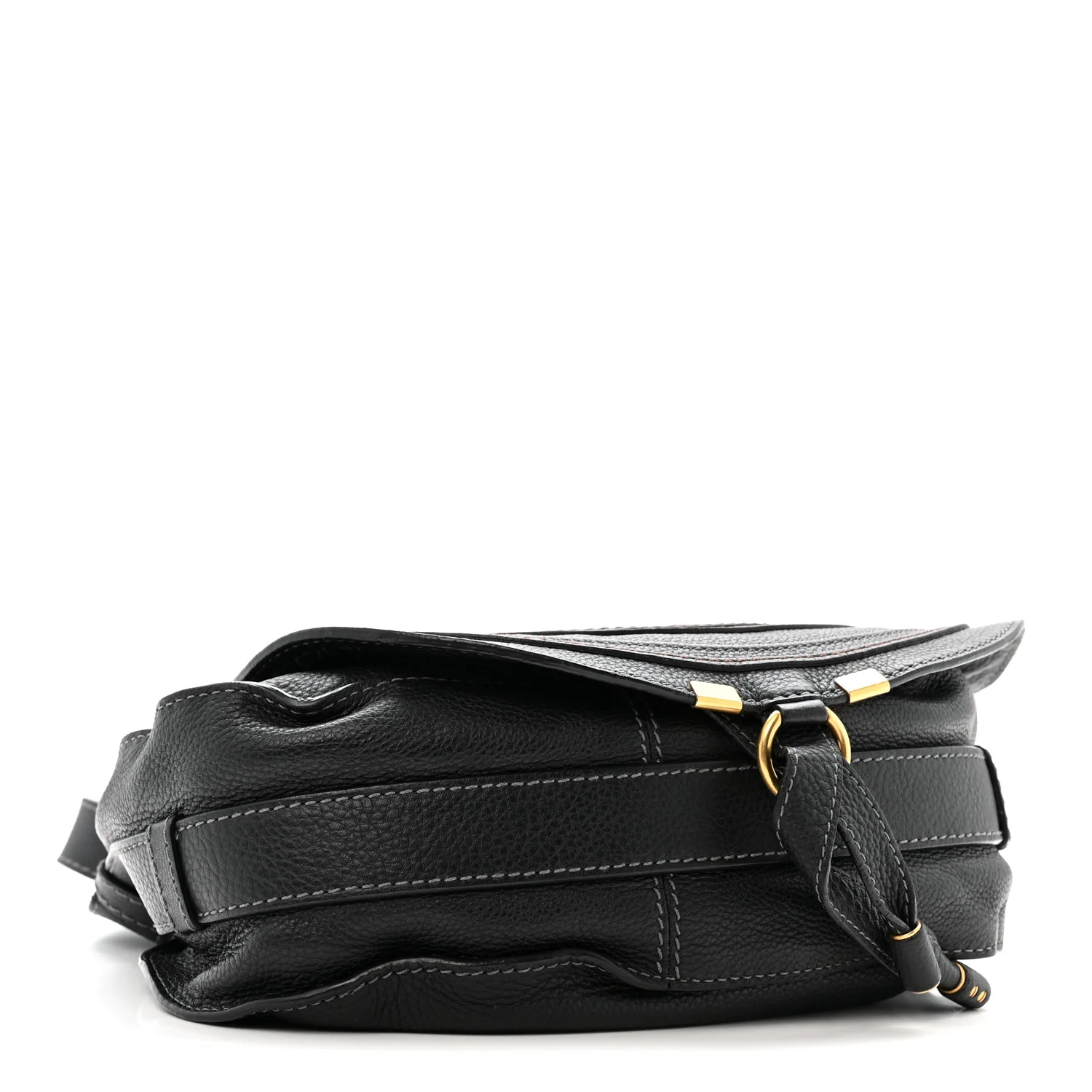 Grained Calfskin Medium Marcie Saddle Bag Black - Image 4