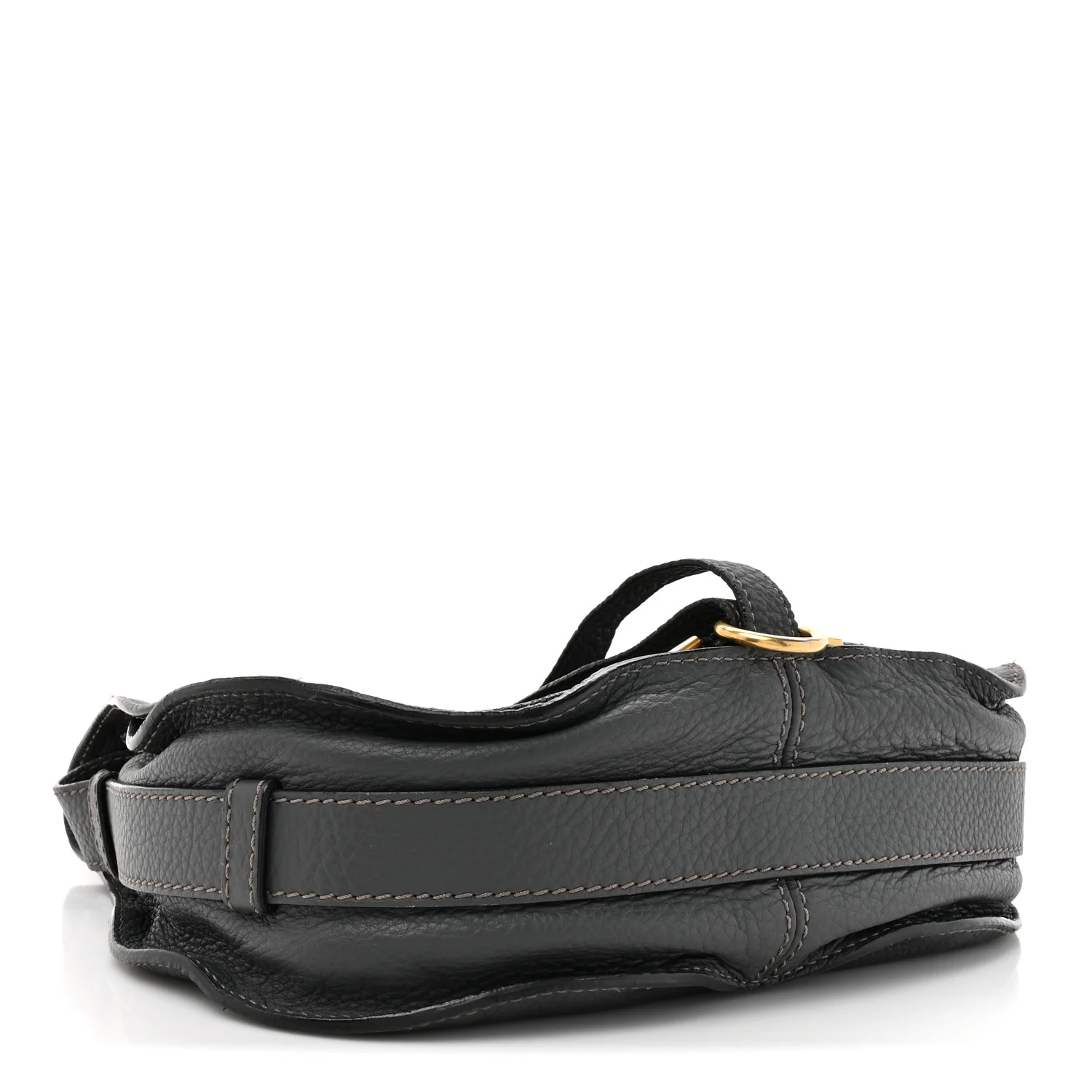 Grained Calfskin Medium Marcie Saddle Bag Iron Grey - Image 4