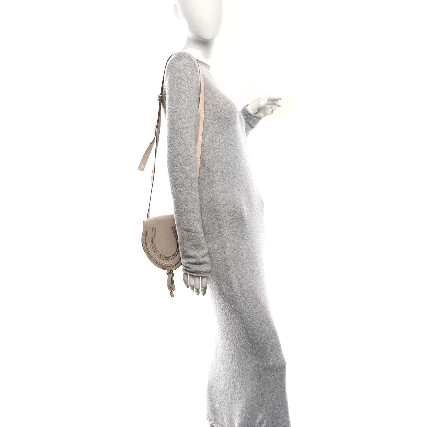 Grained Calfskin Mini Marcie Saddle Bag Blush Nude - Image 2