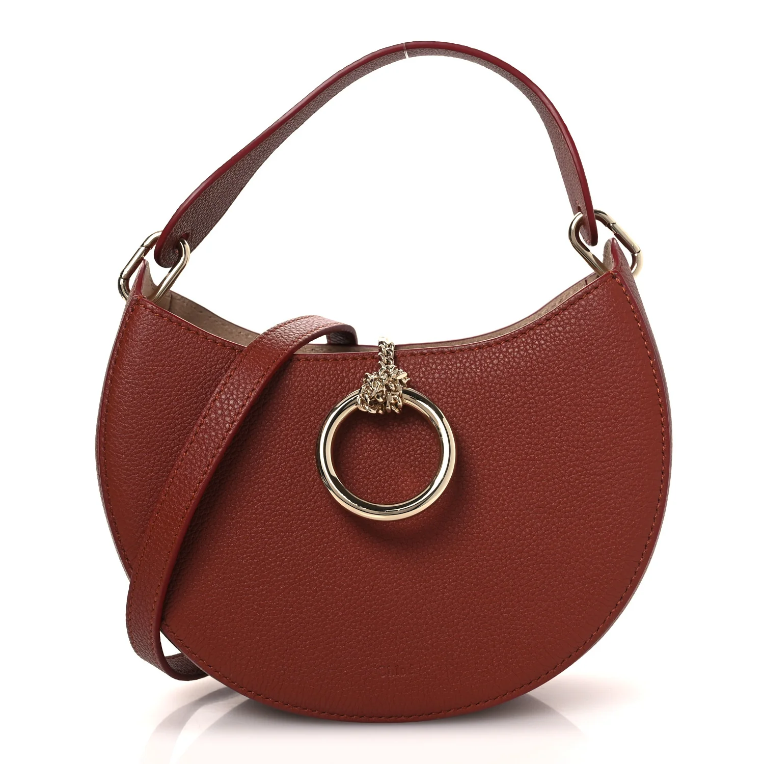 Grained Calfskin Small Arlene Hobo Bag Sepia Brown